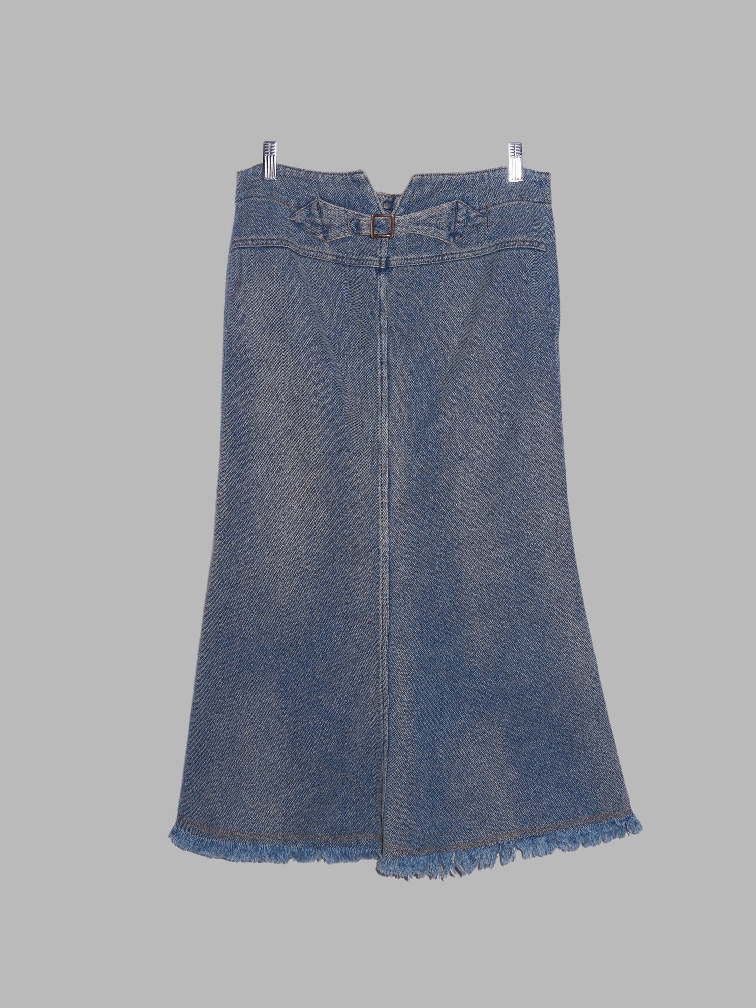 Junya Watanabe Comme des Garcons SS2002 washed cotton raw hem denim skirt - M