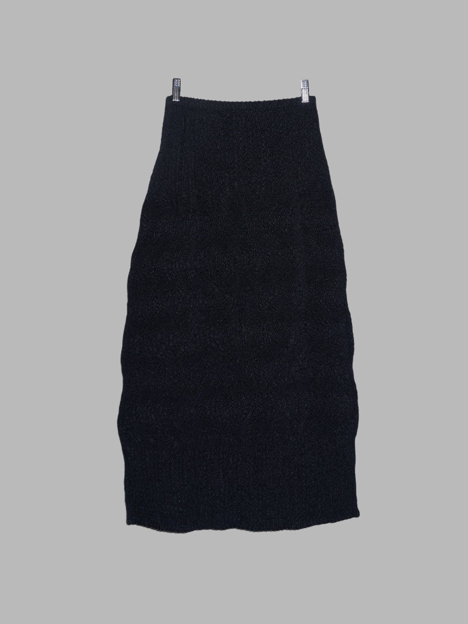 Yoshiki Hishinuma Peplum black wrinkled polyester cardigan and skirt set - S M