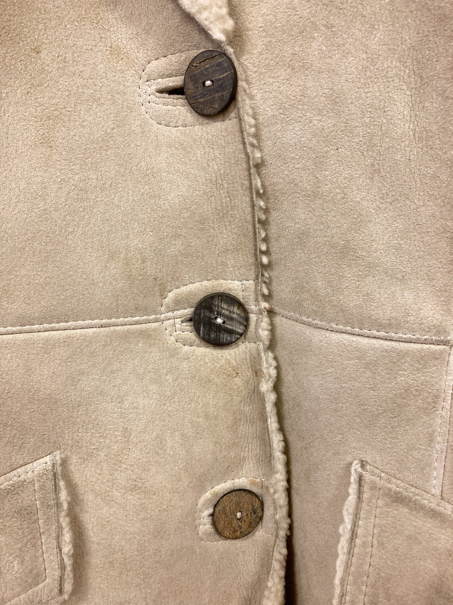 Christophe Lemaire pour Marsil beige leather 3 button mouton coat