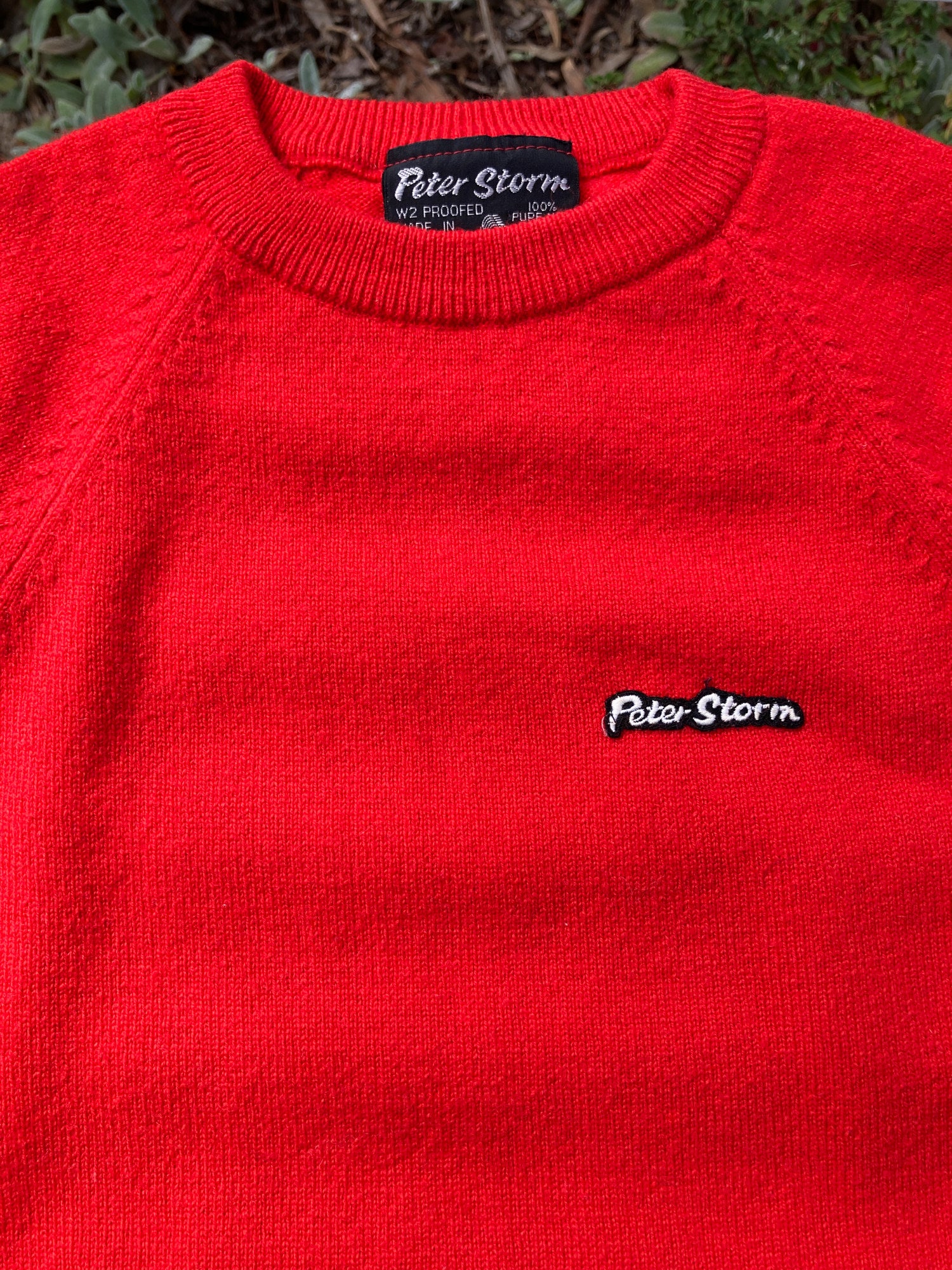 Peter Storm red W2 proof wool waterproof logo patch crew neck jumper - sz 36 91