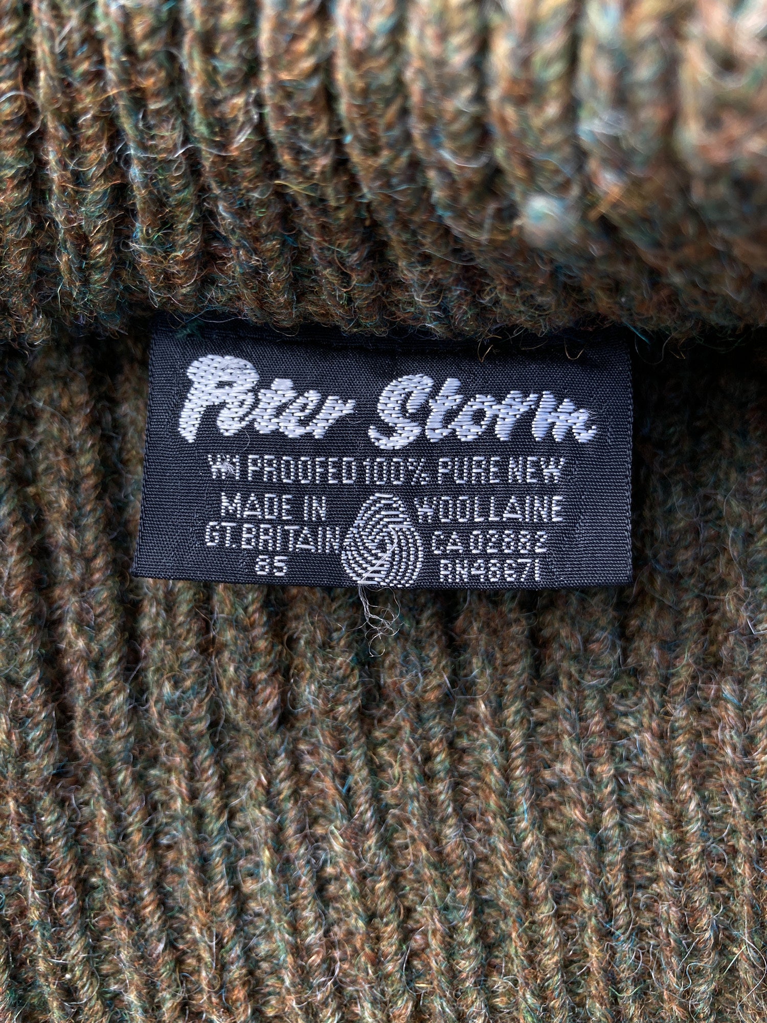 Peter Storm 1985 brown W1 proofed wool waterproof v neck jumper - M