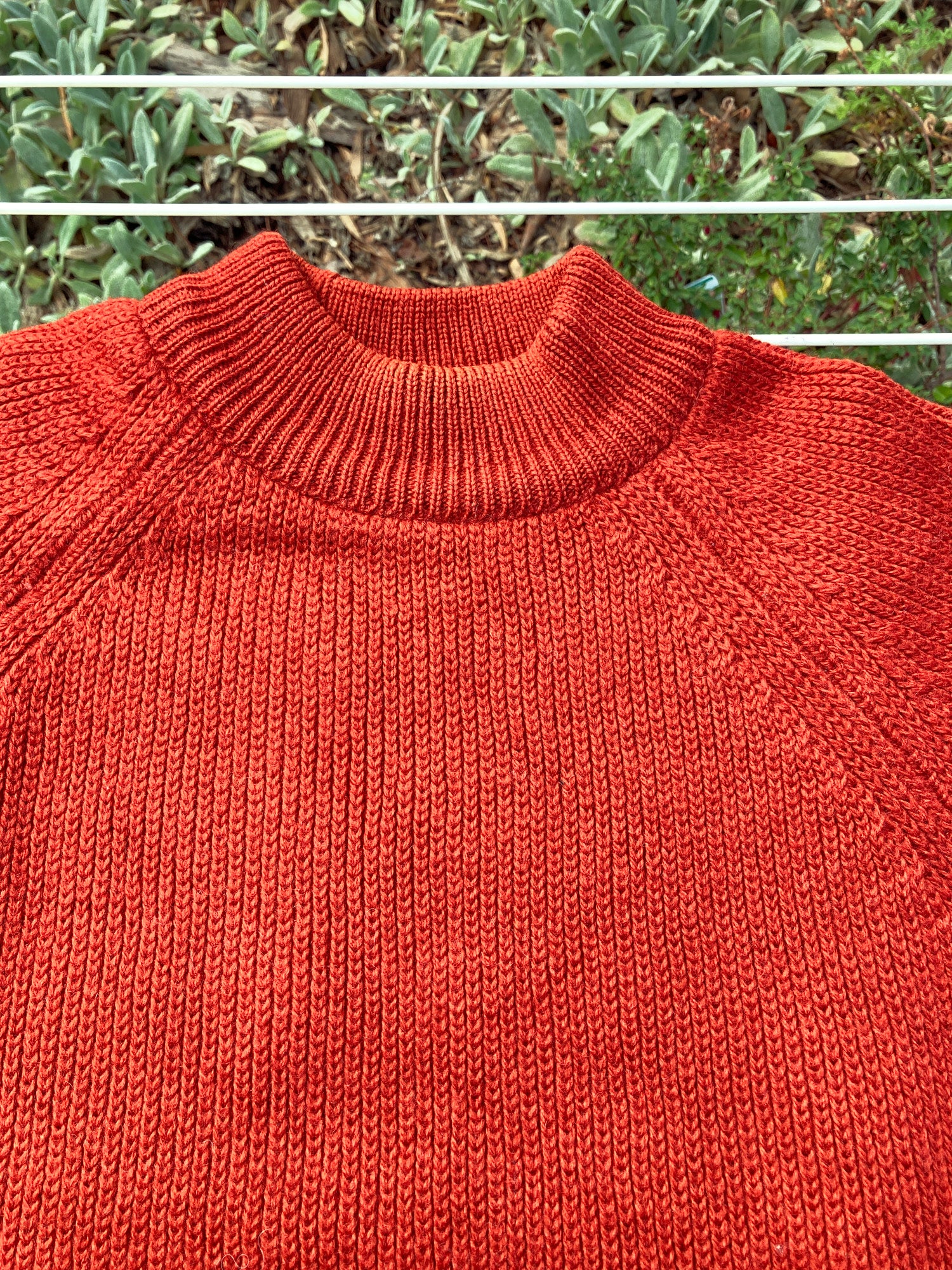 Peter Storm burnt orange super oiled wool mock neck jumper L