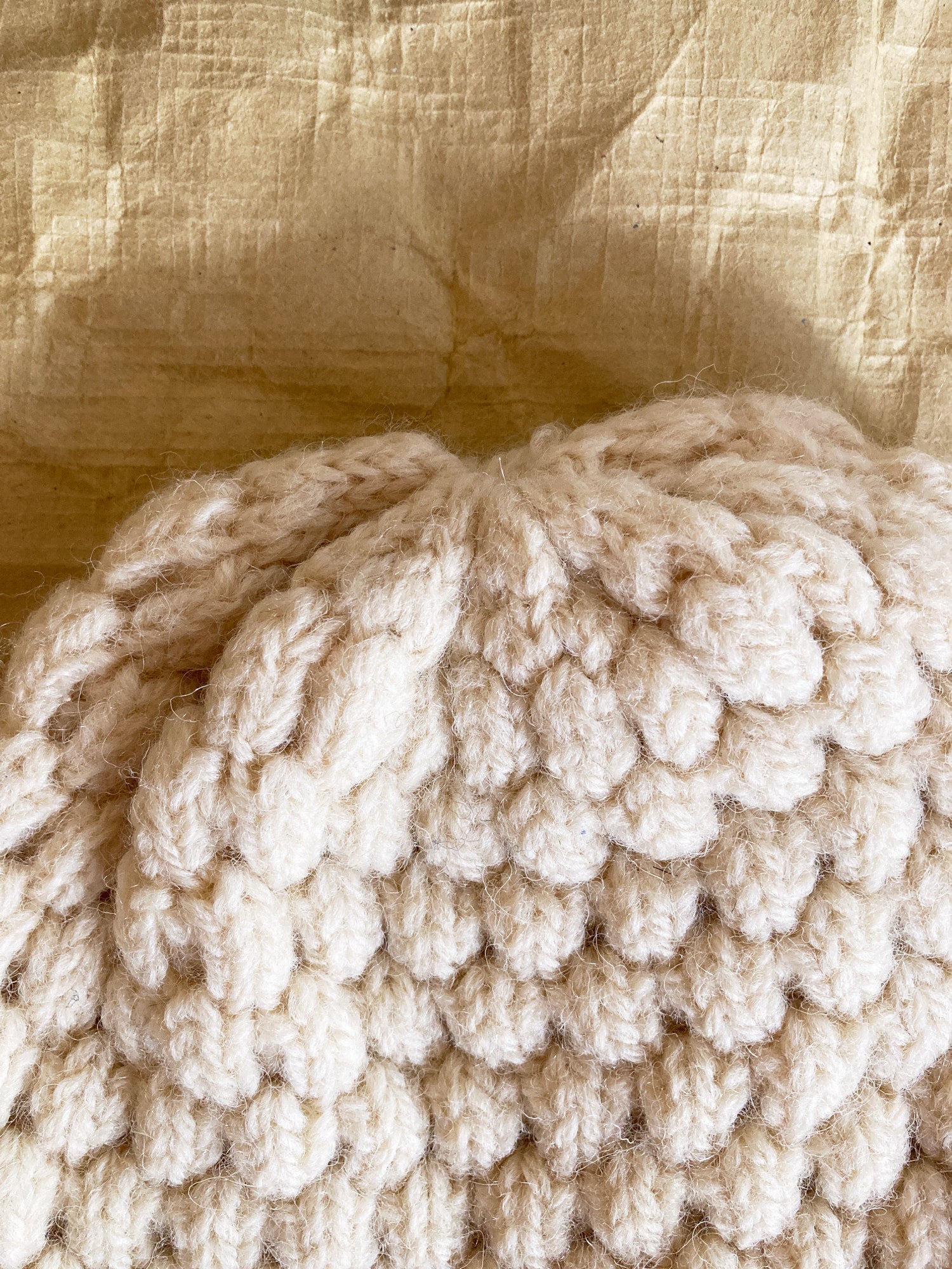 Peter Storm 1998 cream W1 proofed wool popcorn knit waterproof beanie