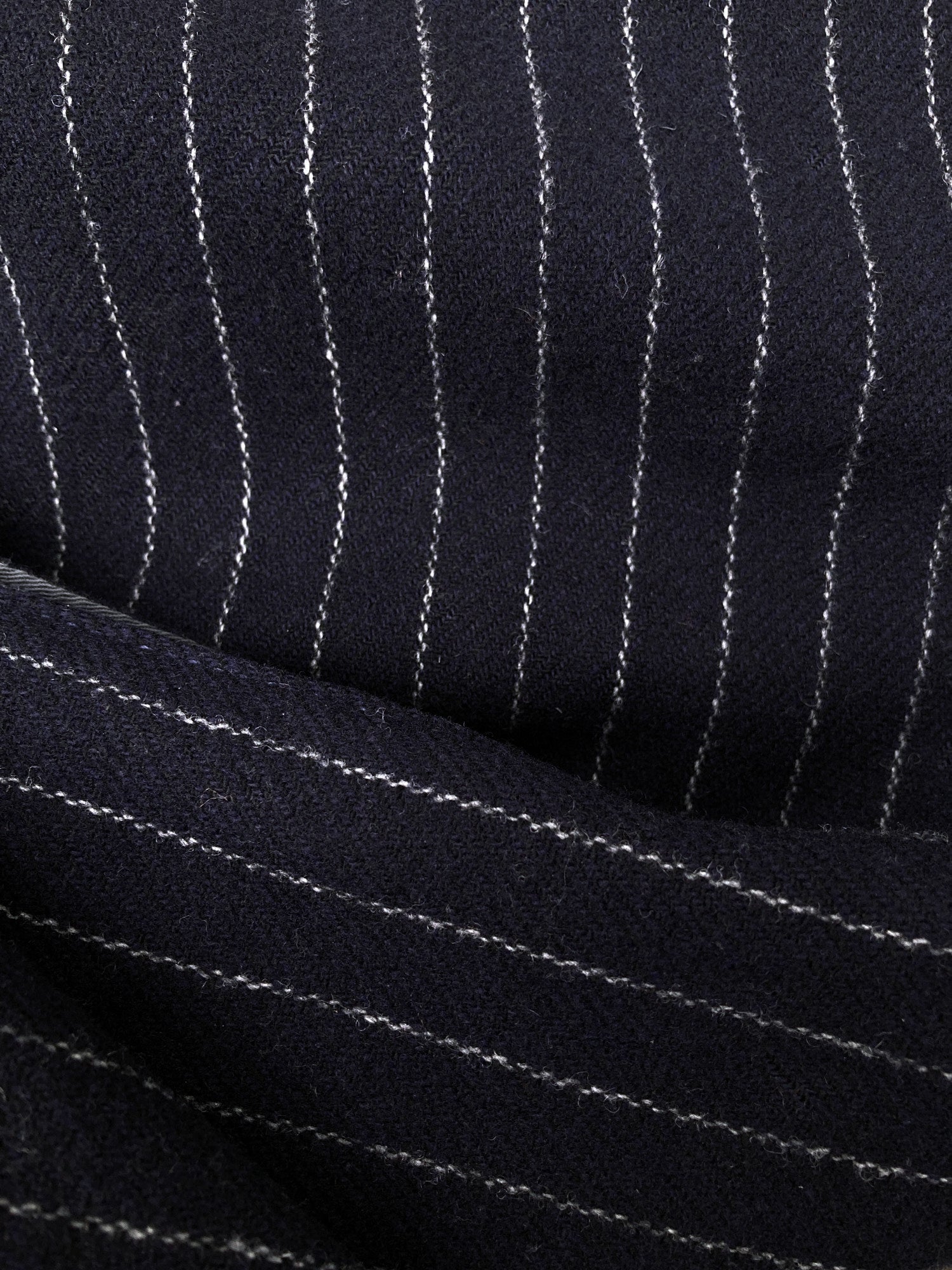 Robe de Chambre Comme des Garcons navy striped wool metal ring bag 