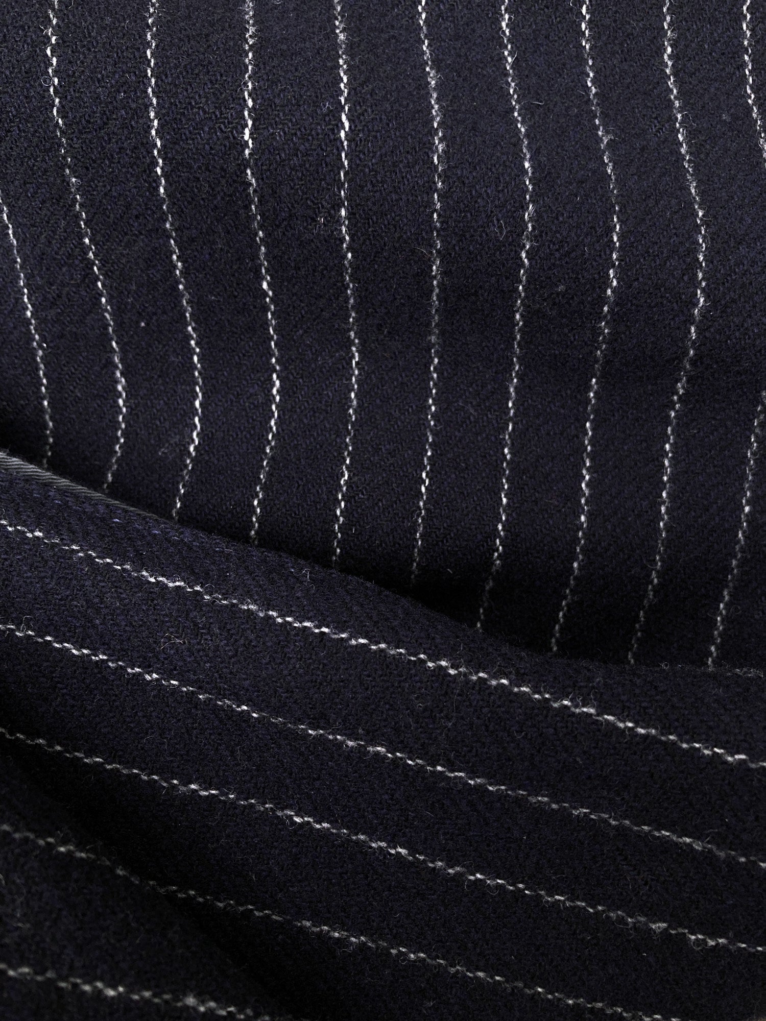 Robe de Chambre Comme des Garcons dark navy striped wool metal ring bag