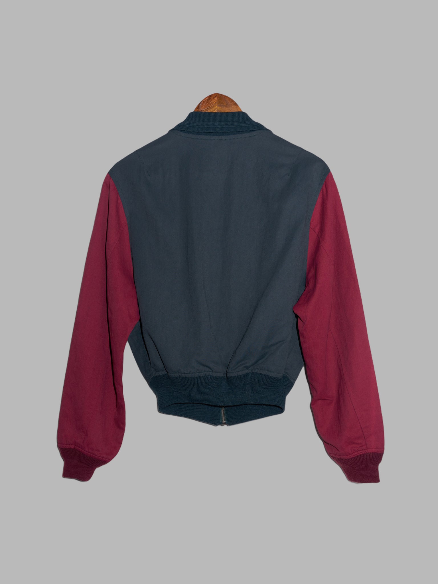 Colin Harvey 1980s green bomber jacket with wine red sleeves - mens S M