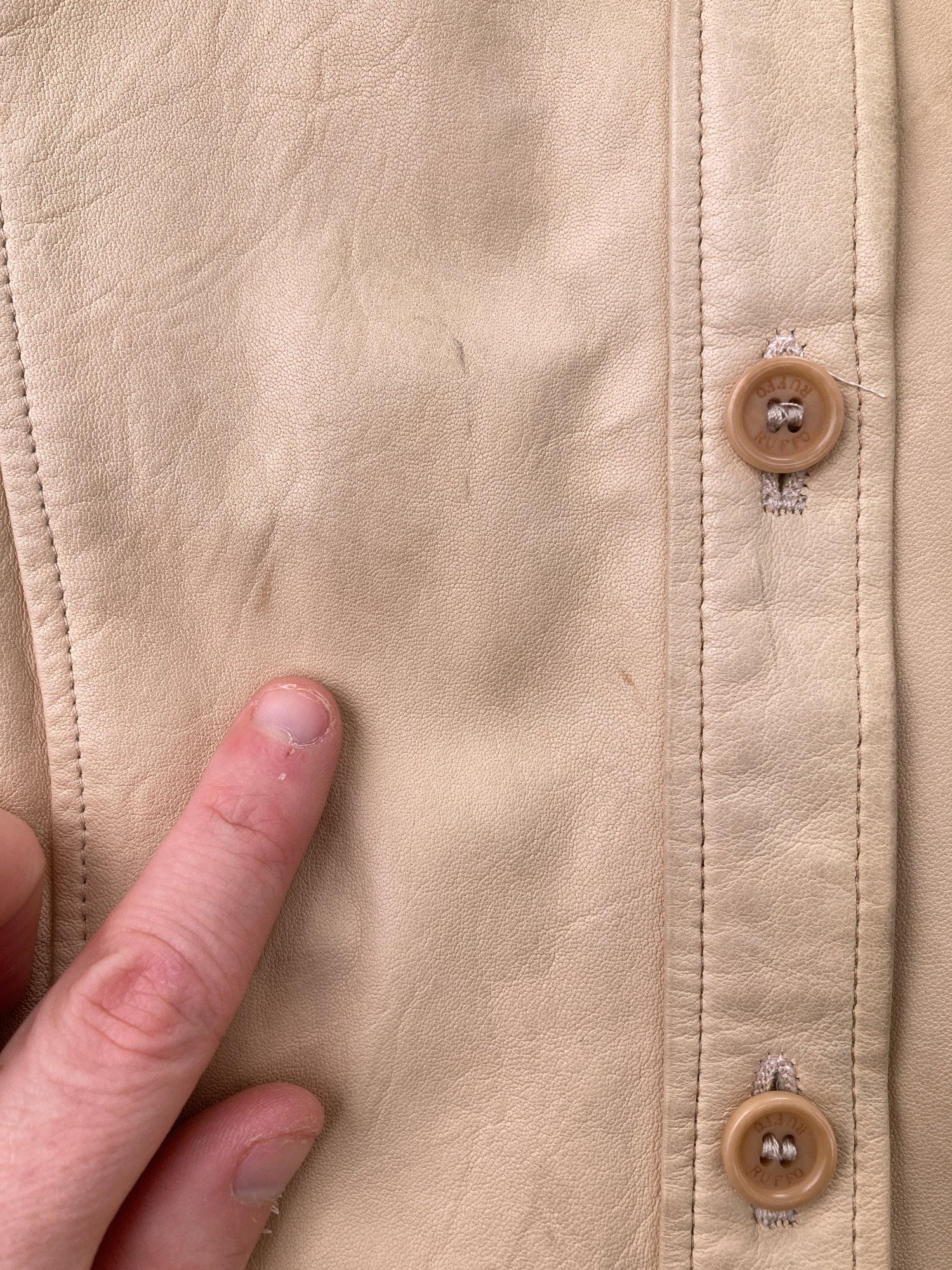 Ruffo beige leather shirt jacket - womens size 40