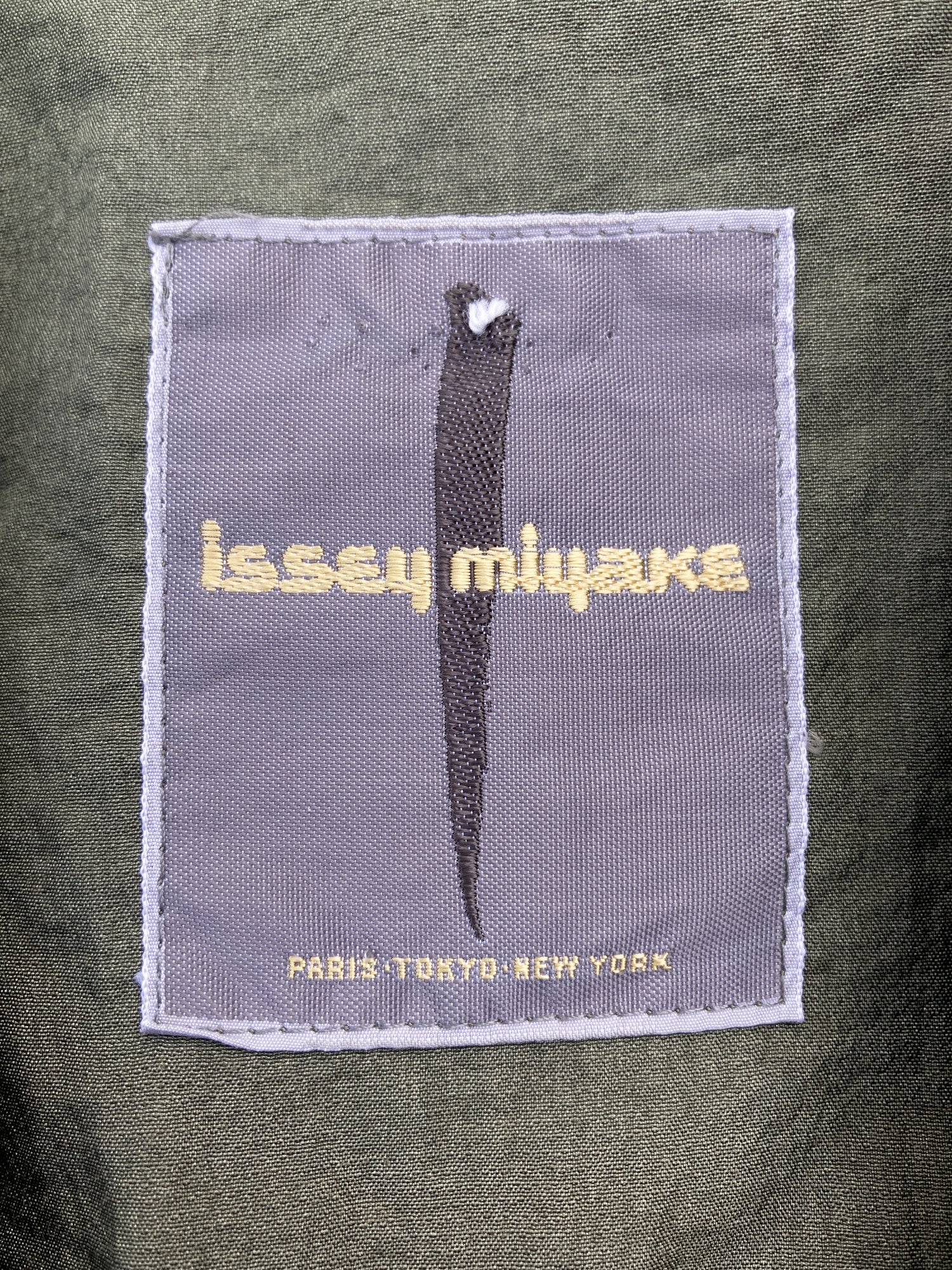 Issey Miyake 1980s khaki cotton nylon oversized rectangle coat - size M