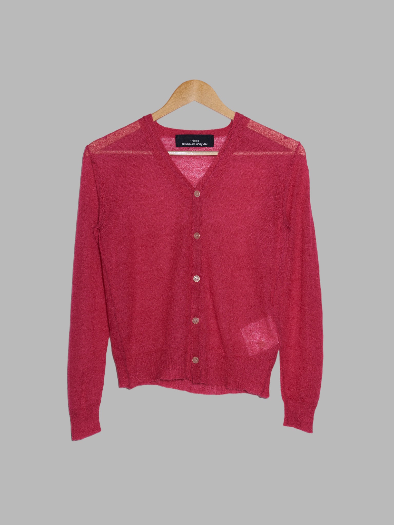 Tricot Comme des Garcons 2007 pink sheer mohair cardigan