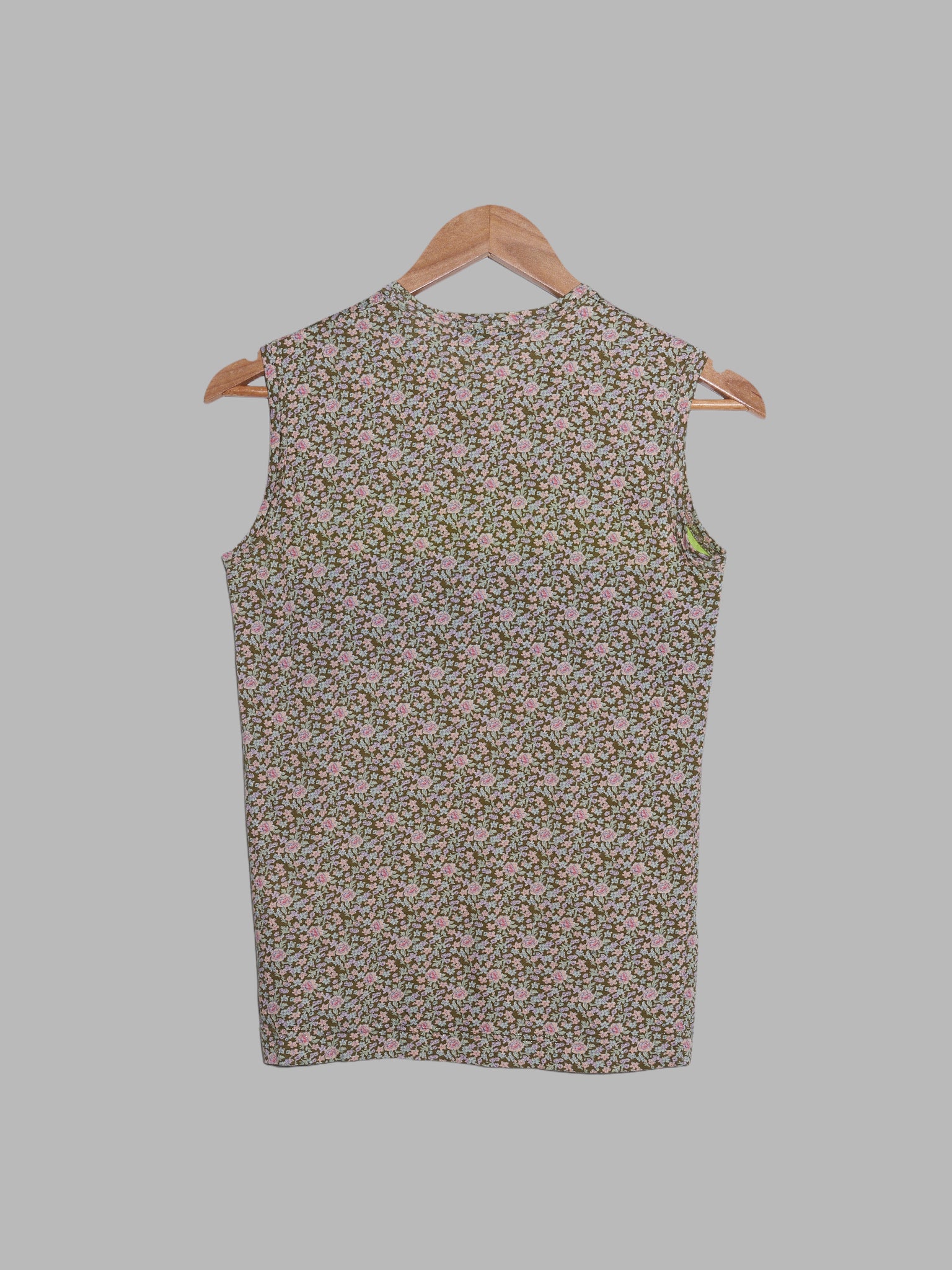 Tricot Comme des Garcons 2007 brown floral tank top with contrast chest panels