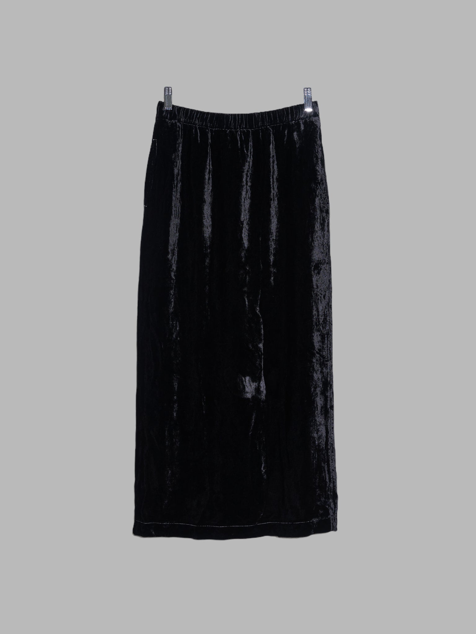 Comme des Garcons 1998 black rayon velvet elastic waist skirt