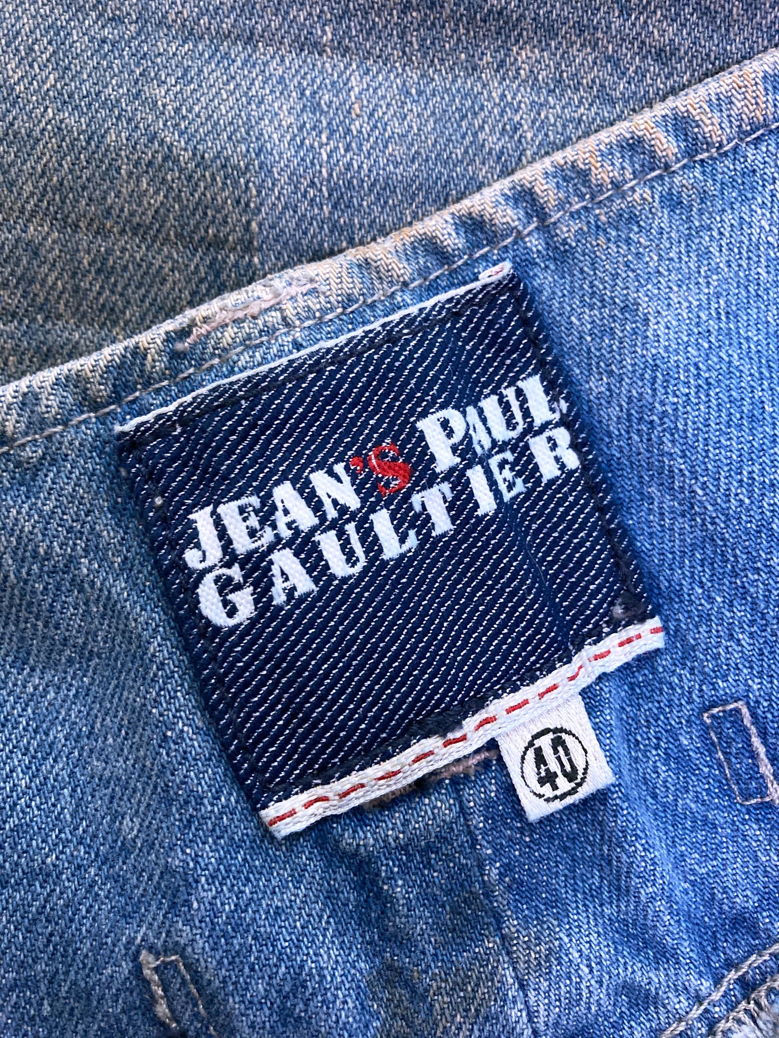 Jean’s Paul Gaultier 2000s wide leg jeans with washed dirty treatment - sz 40