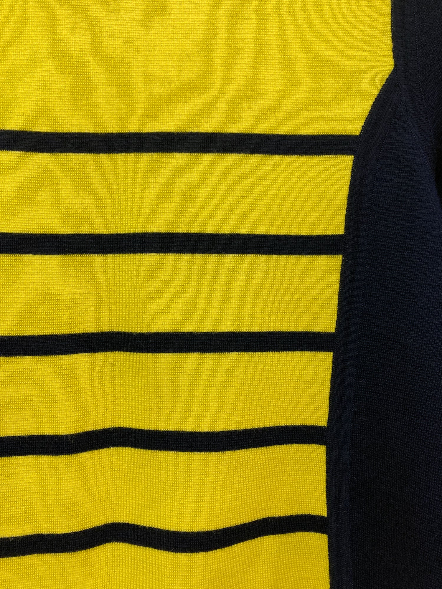 Junko Shimada Part 2 yellow and navy wool stripe mock neck sweater - M S