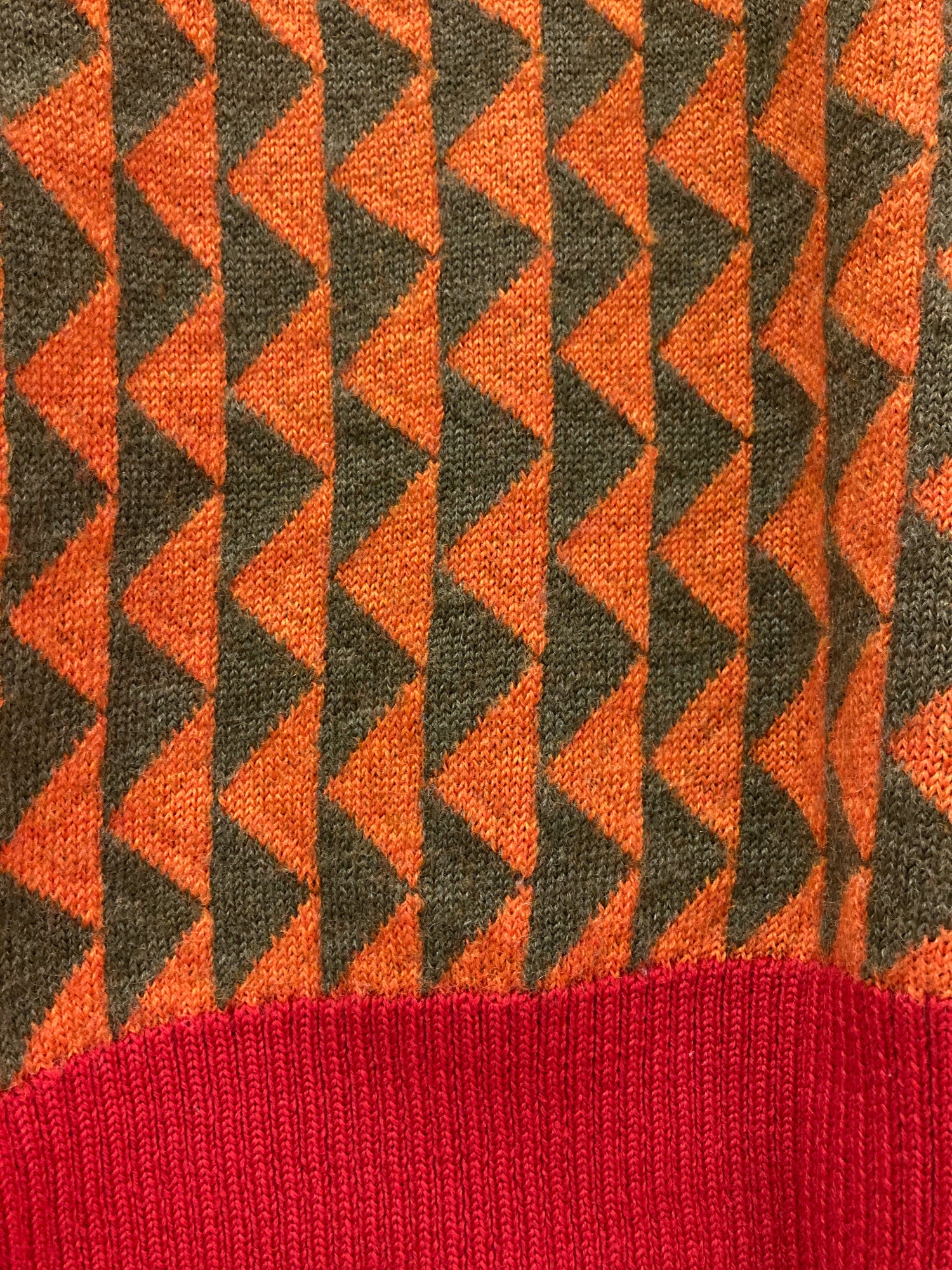 Paul Smith 1990s orange green wool triangle pattern turtleneck jumper - M