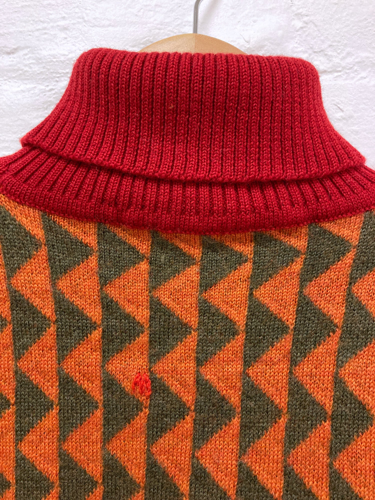 Paul Smith 1990s orange green wool triangle pattern turtleneck jumper - M