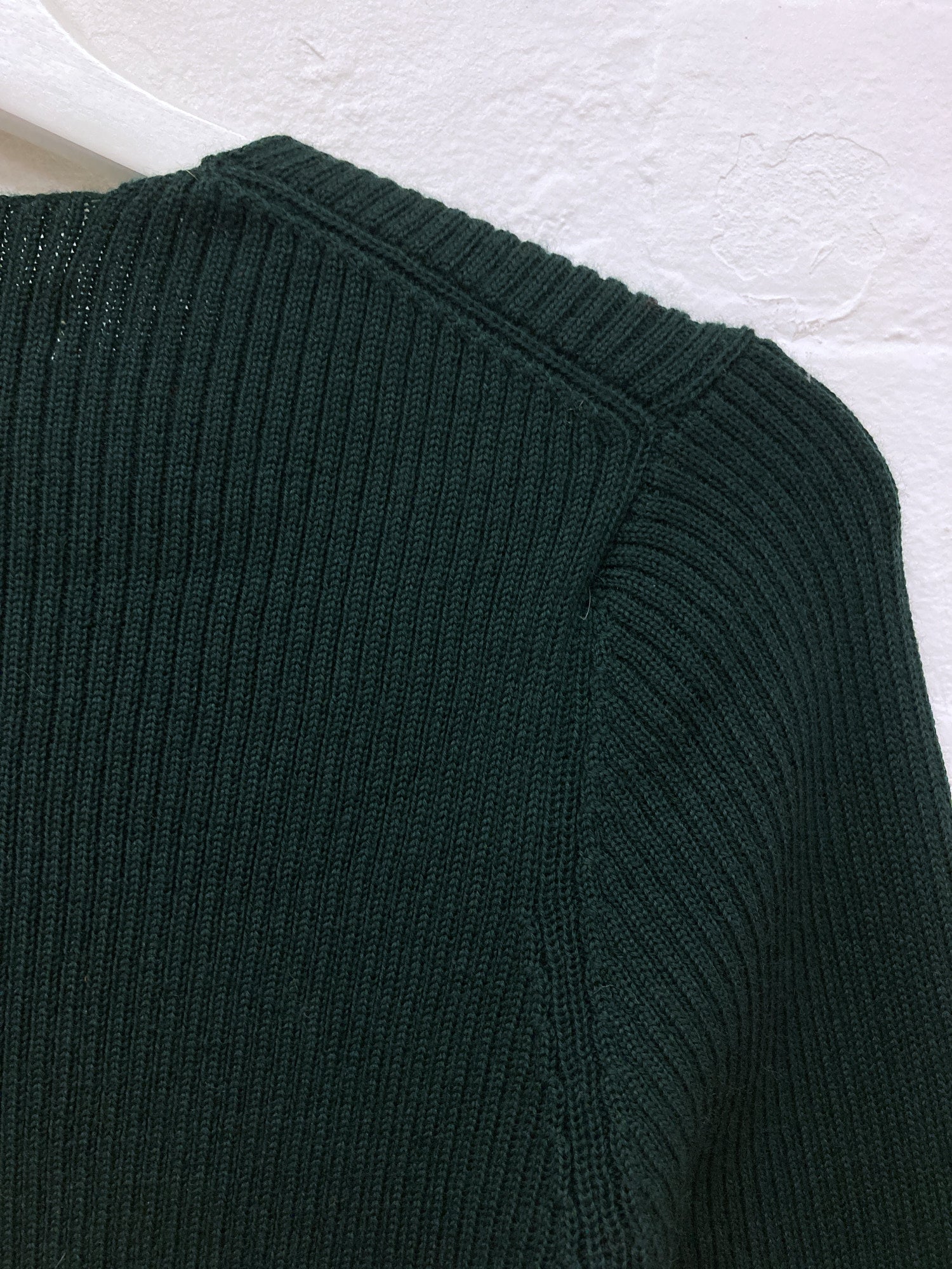Comme des Garcons 1996 bottle green wool rib knit jumper - M S