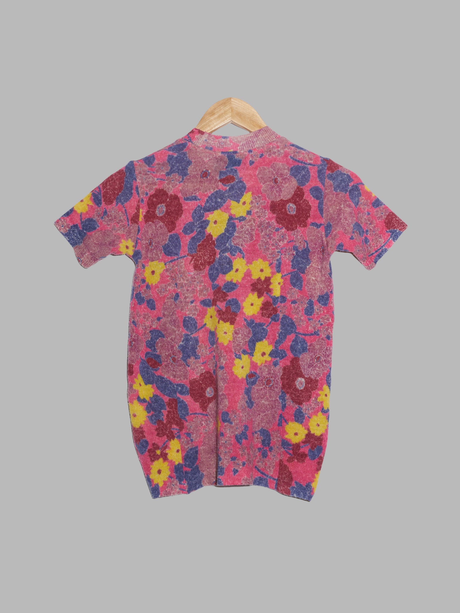 Tricot Comme des Garcons 1995 multi colour floral print wool knit t-shirt