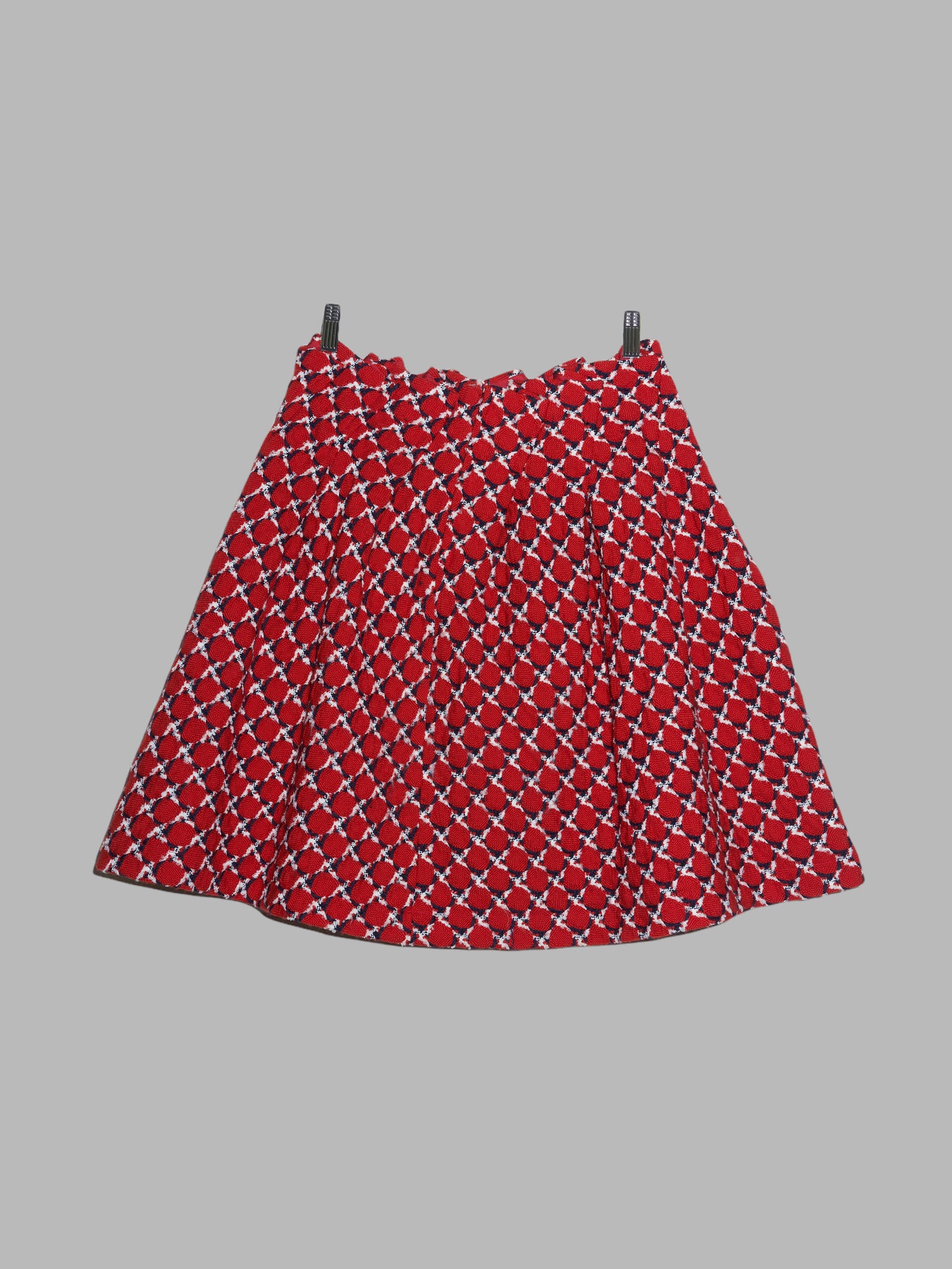 Junya Watanabe Comme des Garcons AW2001 red wool circle pattern pleated skirt M