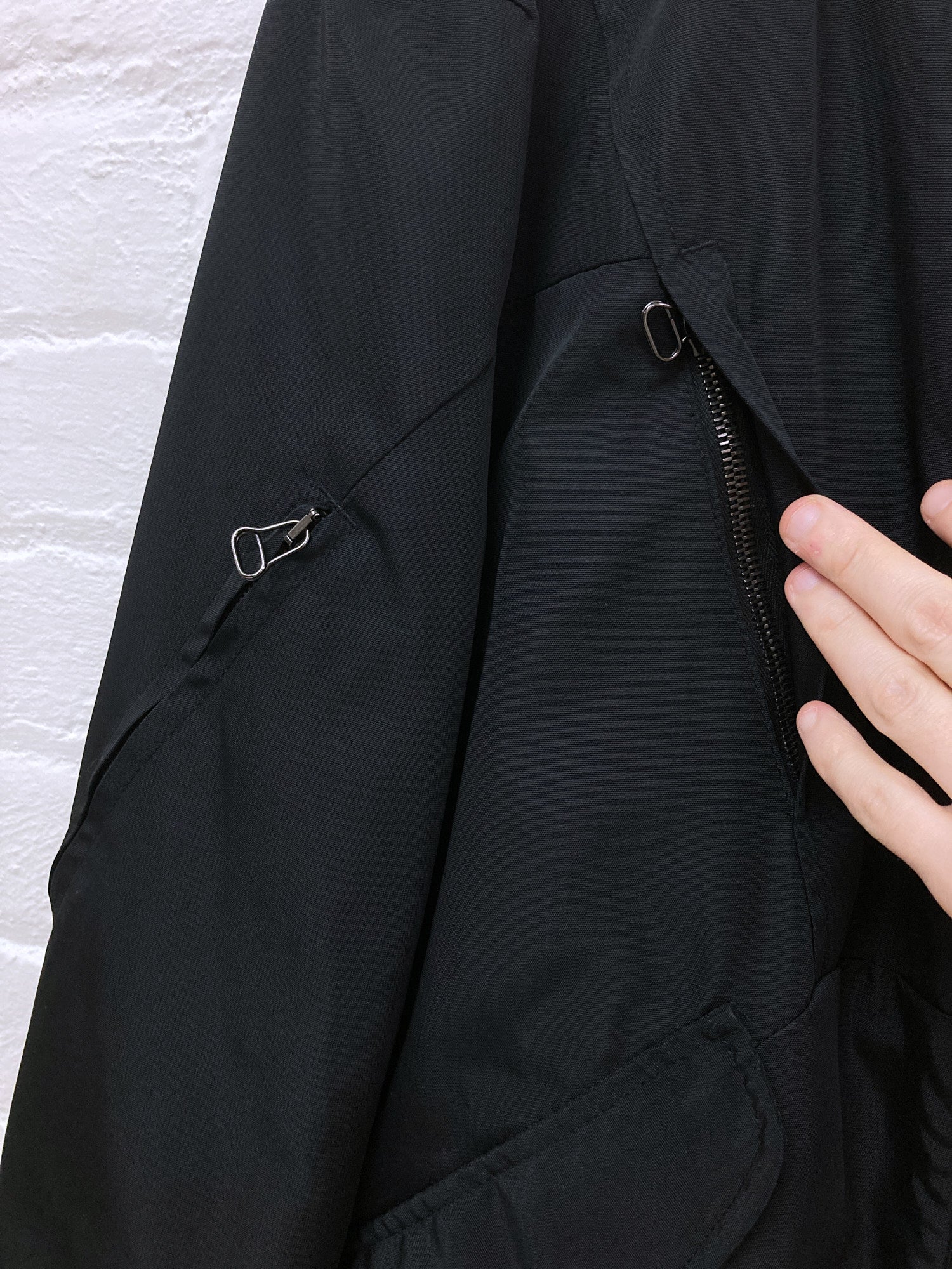Giuliano Fujiwara black polyester multi pocket bomber jacket - size 44 XS S