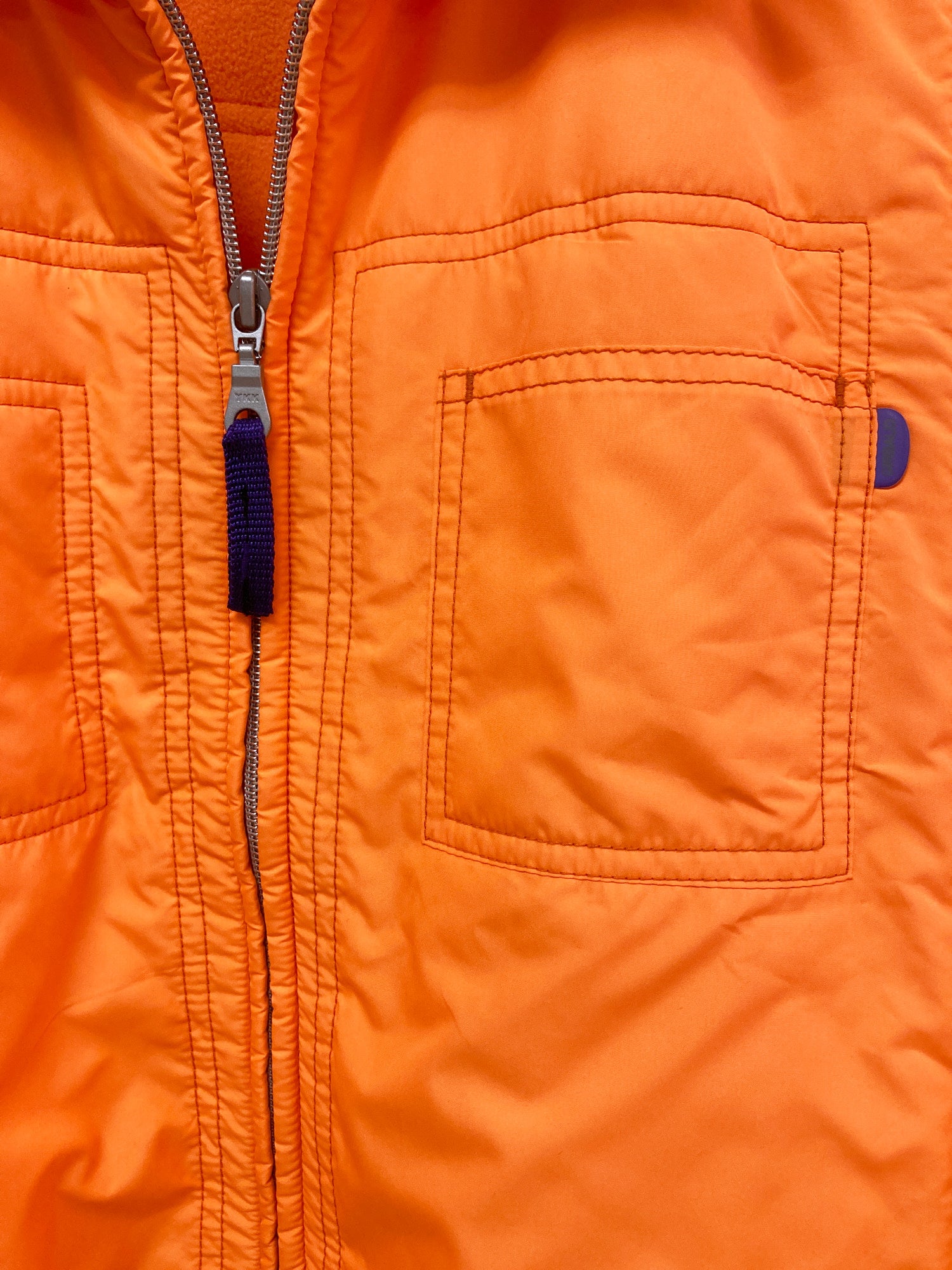 Marithe Francois Girbaud fluorescent orange fleece lined high neck jacket - M S