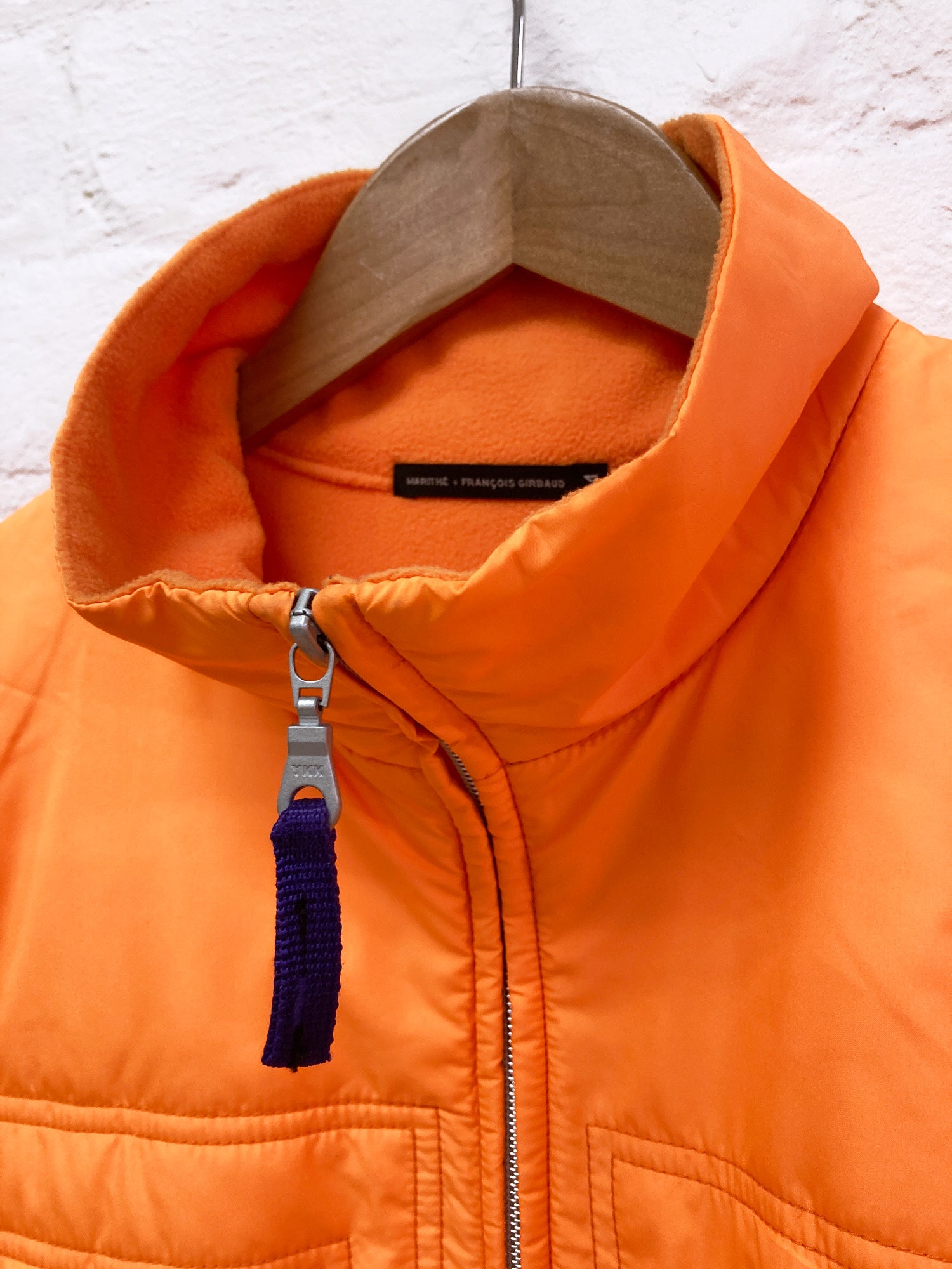 Marithe Francois Girbaud fluorescent orange fleece lined high neck jacket - M S
