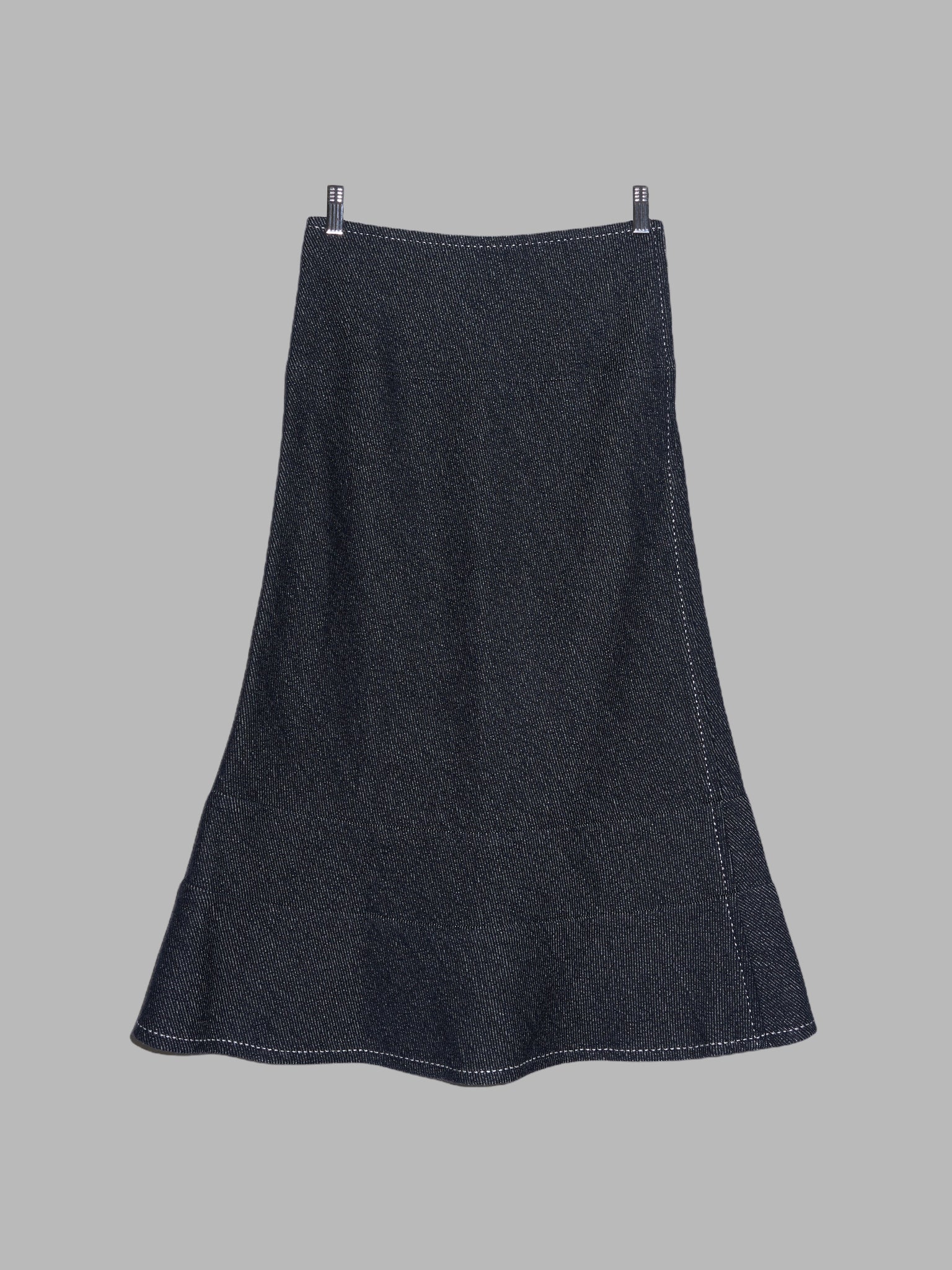 Tricot Comme des Garcons 2000 indigo wool twill flared skirt - S