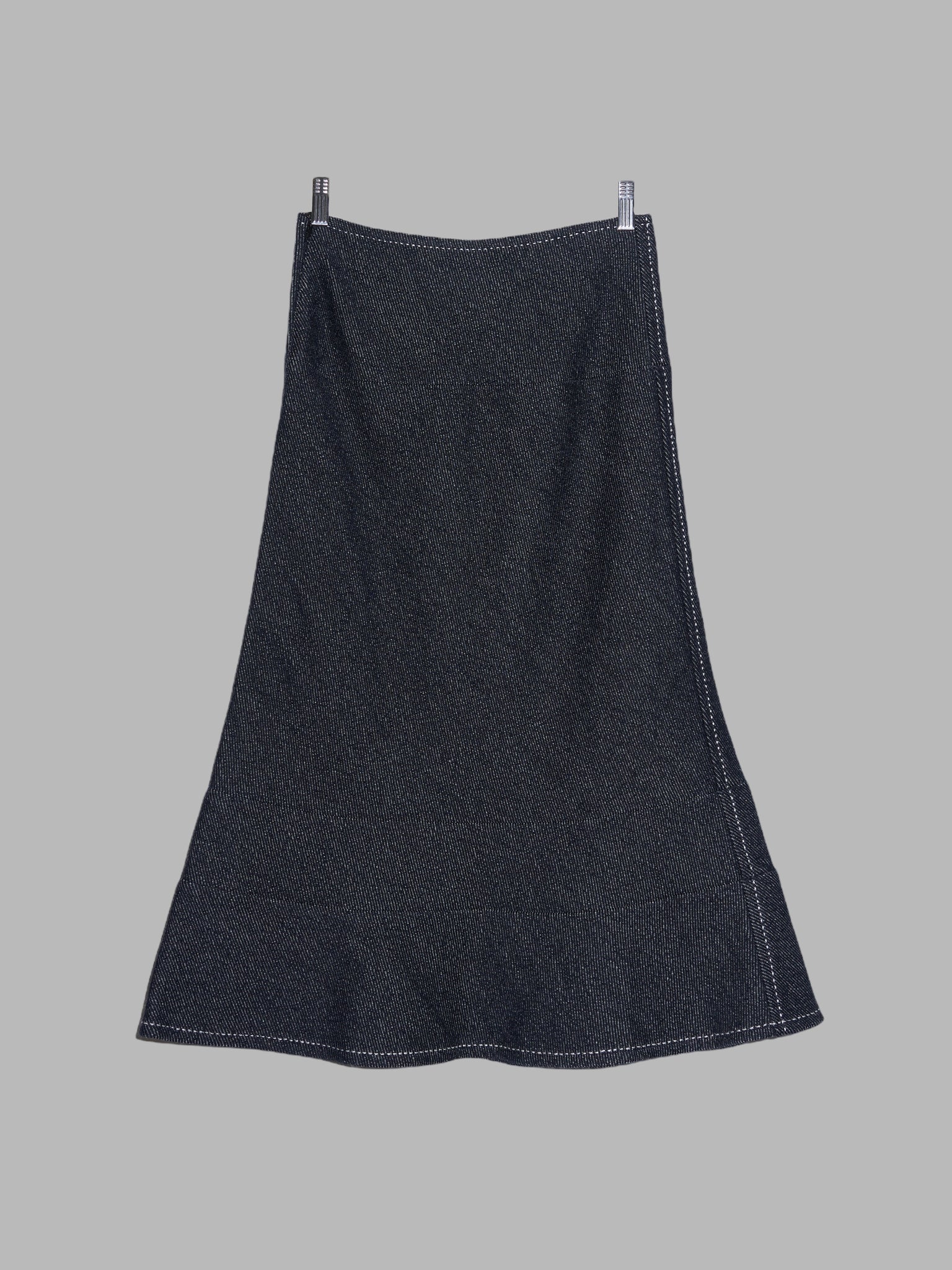 Tricot Comme des Garcons 2000 indigo wool twill flared skirt - S