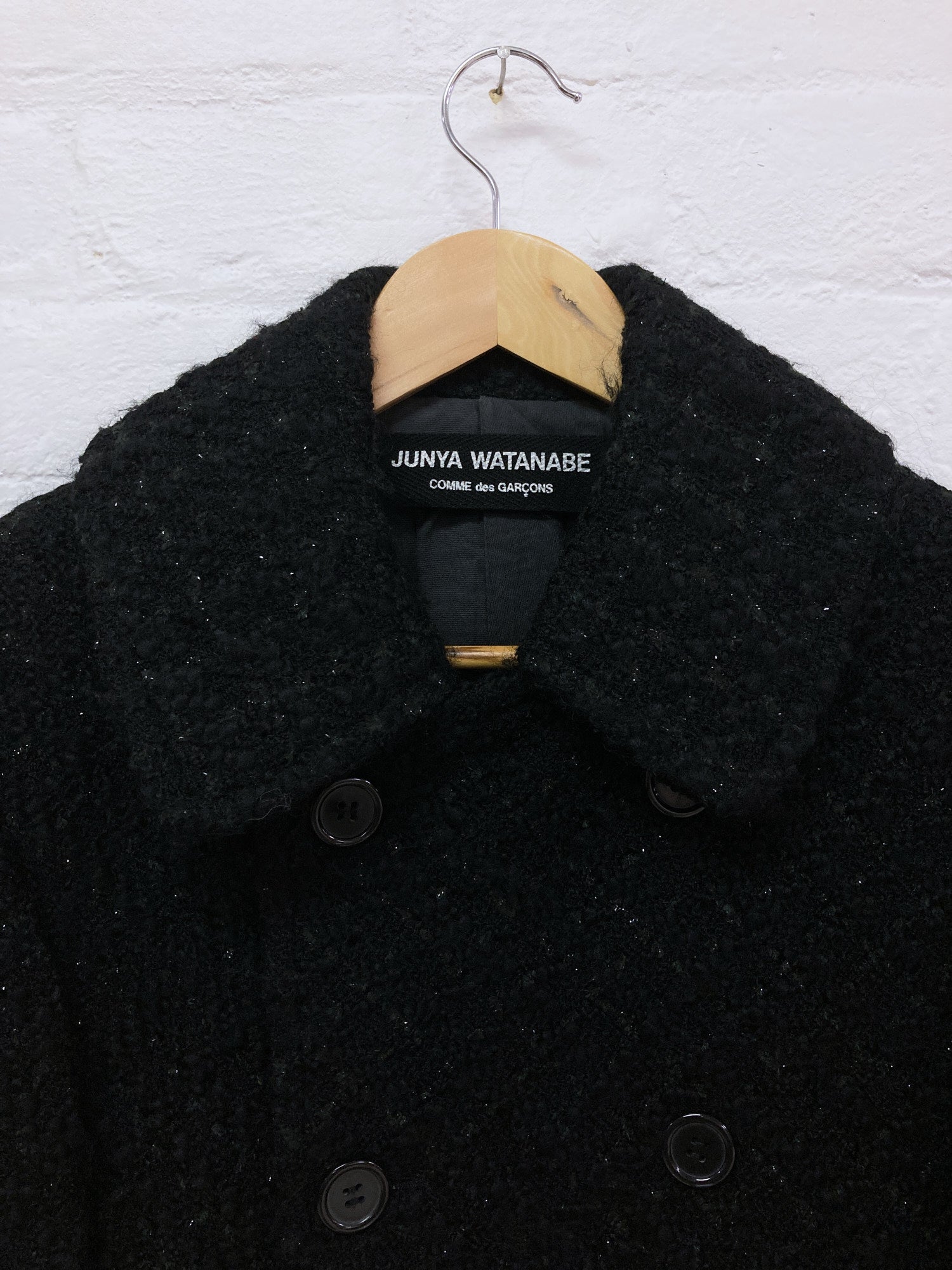 Junya Watanabe Comme des Garcons black wool boucle raw hem