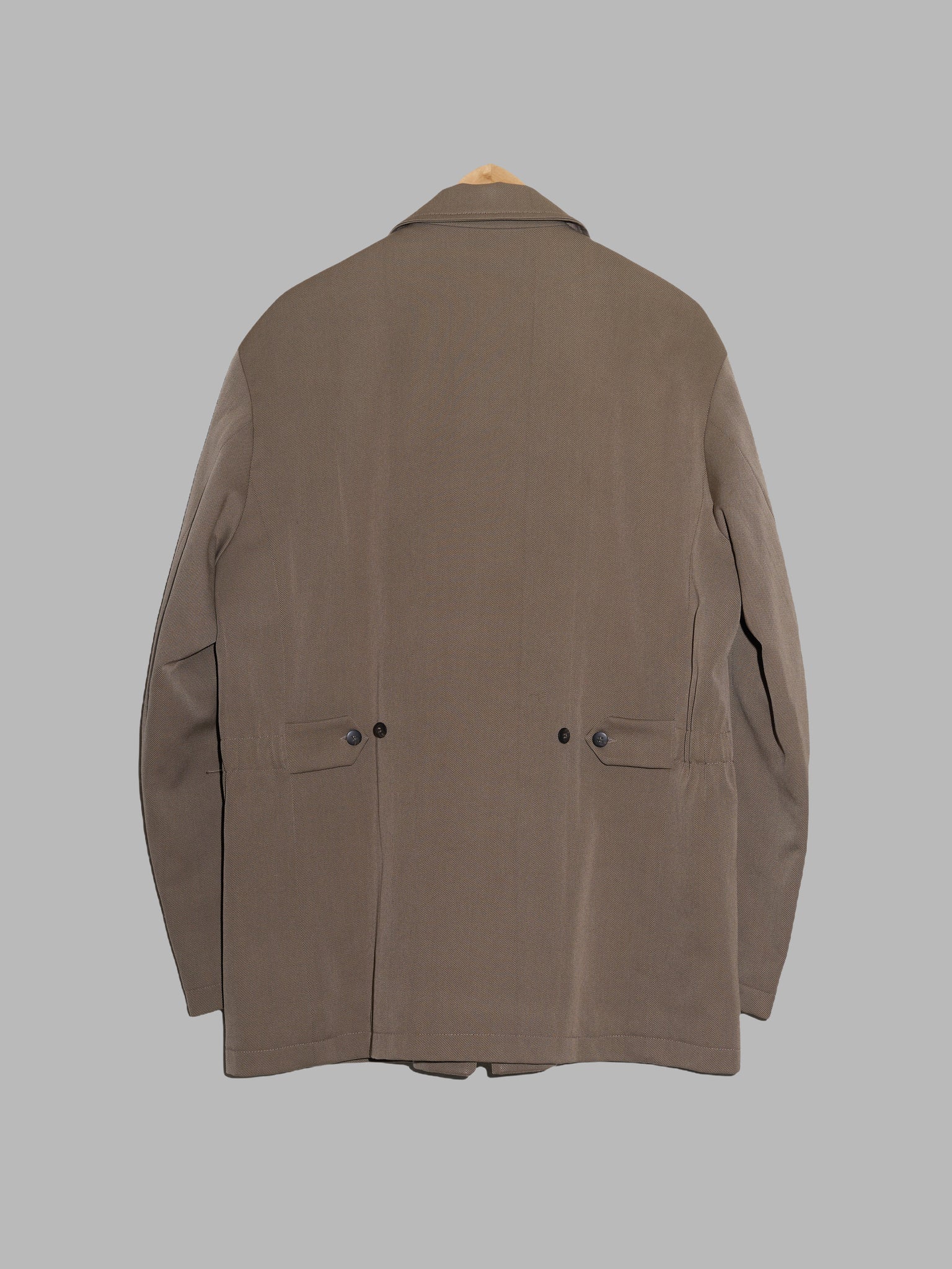 Giuliano Fujiwara beige quilted wool gabardine zip coat - mens 50