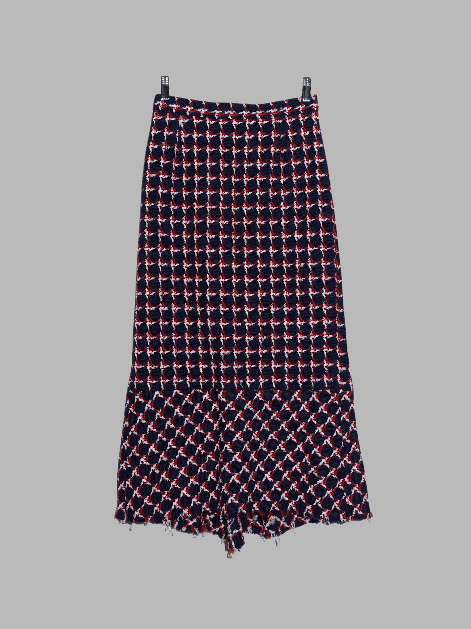 Junya Watanabe Comme des Garcons AW2001 navy wool circle pattern fitted skirt S