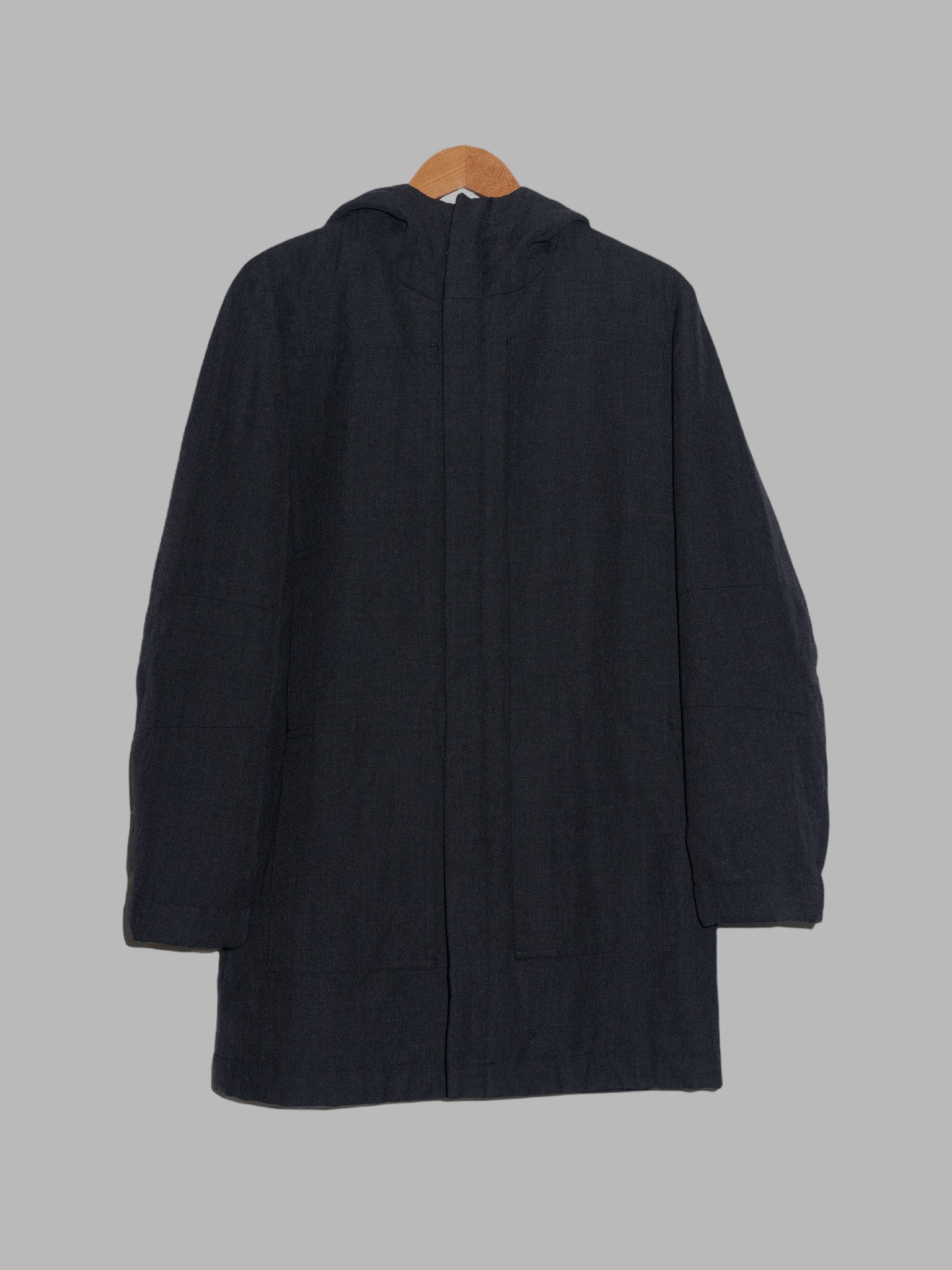 Ryuichiro Shimazaki Homme dark grey wool eight pocket hooded coat