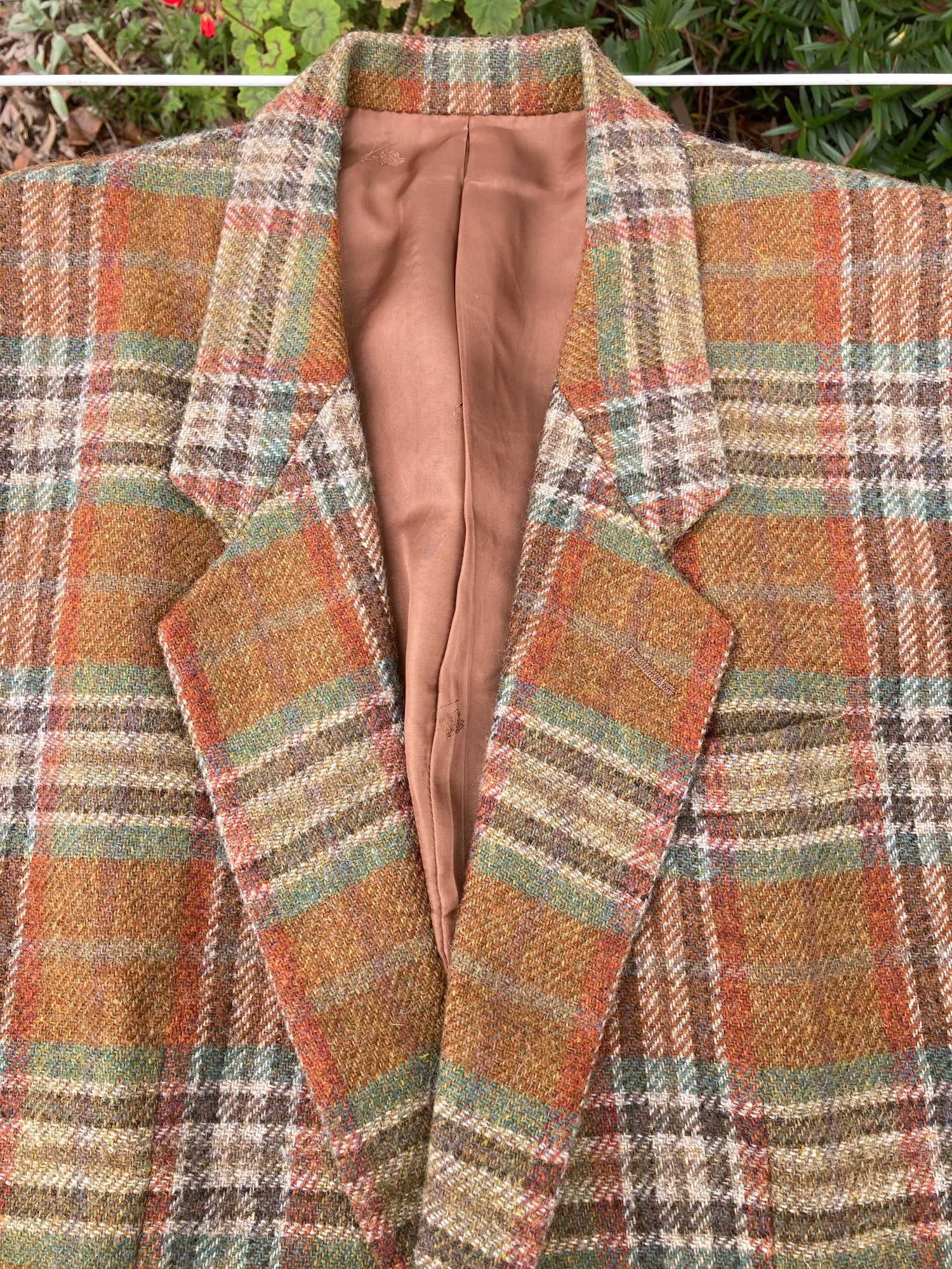 Kenzo Paris 1980s brown green plaid wool 2 button blazer trouser suit - 2 M S
