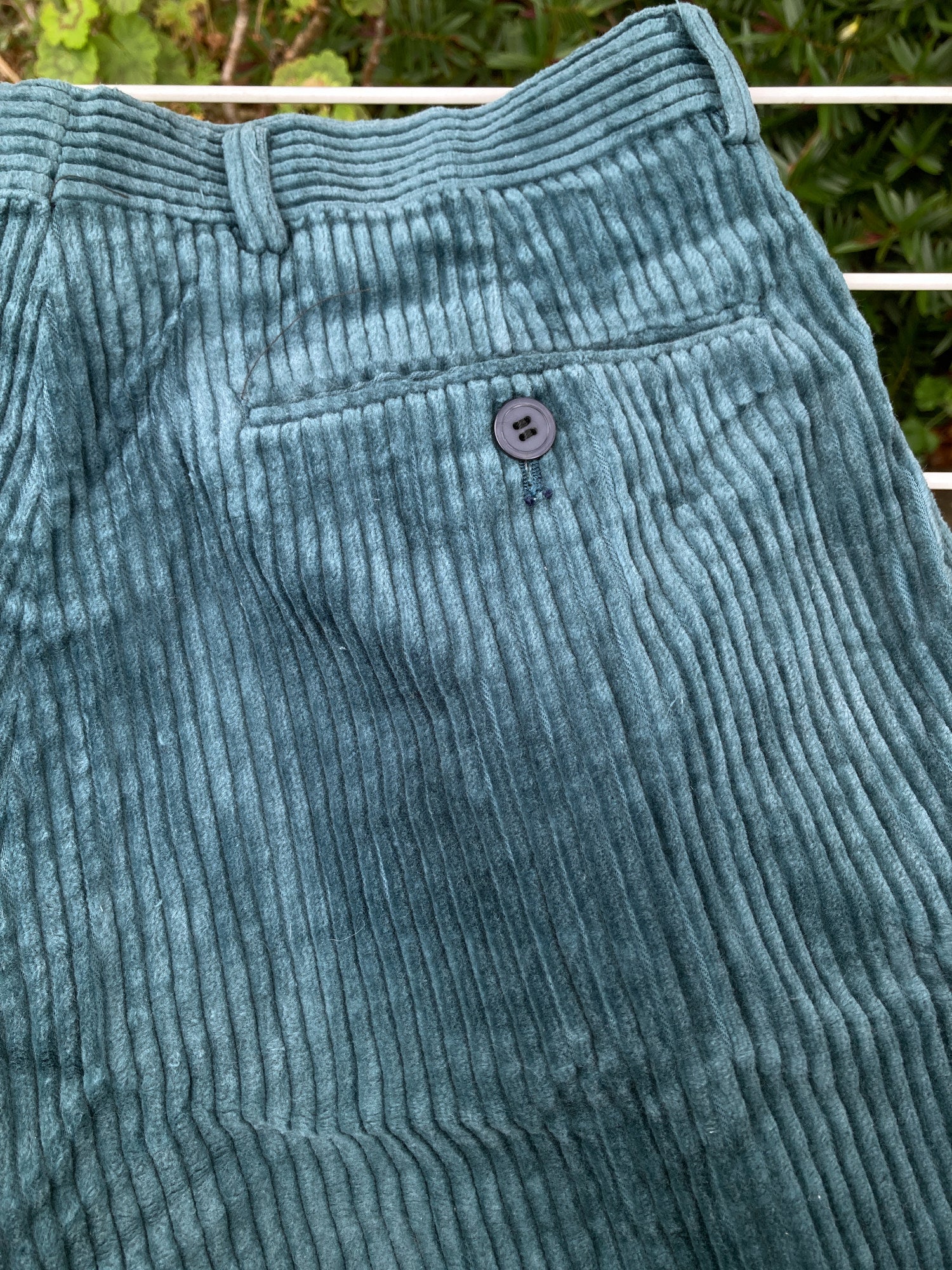 Kenzo Paris 1980s teal cotton corduroy pleated trousers - size 2 S XS