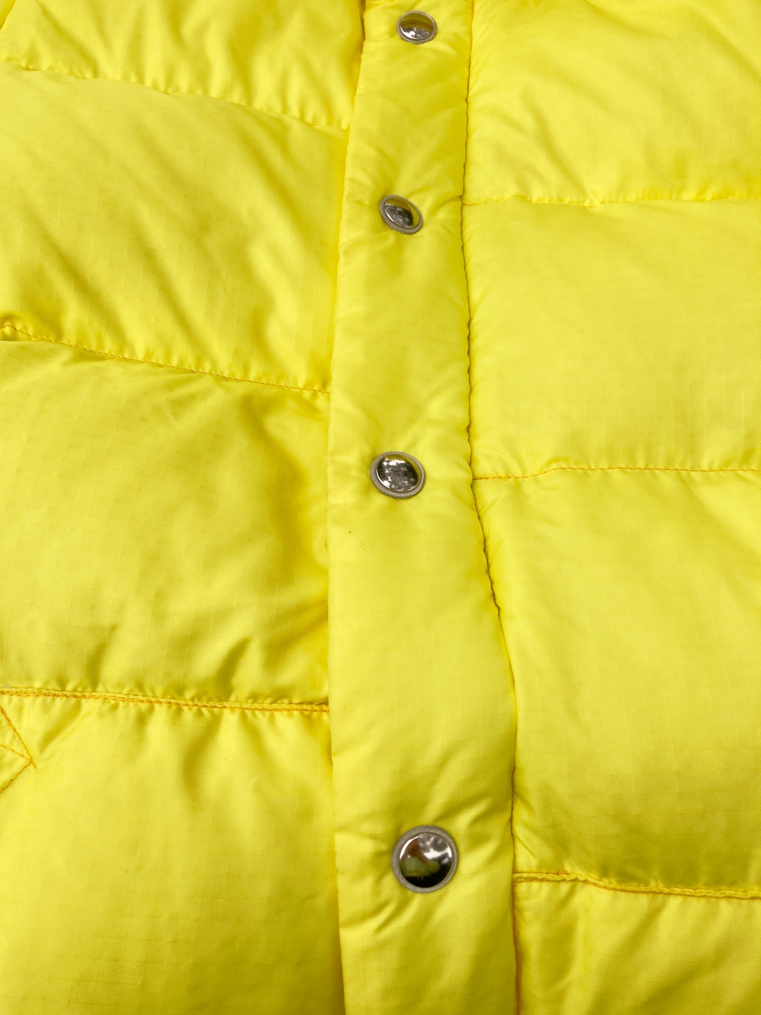 Crescent Down Works bright yellow nylon hooded down puffer jacket - mens S