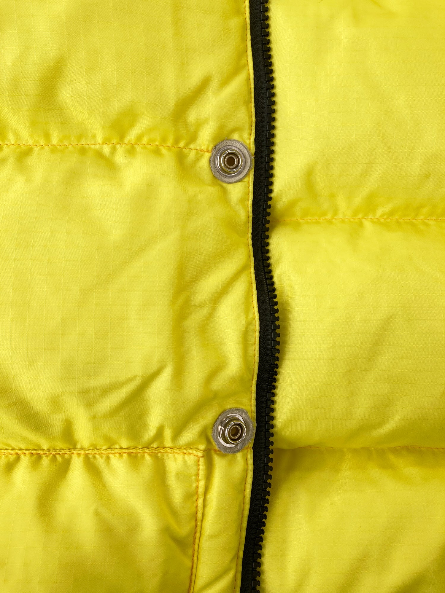 Crescent Down Works bright yellow nylon hooded down puffer jacket - mens S