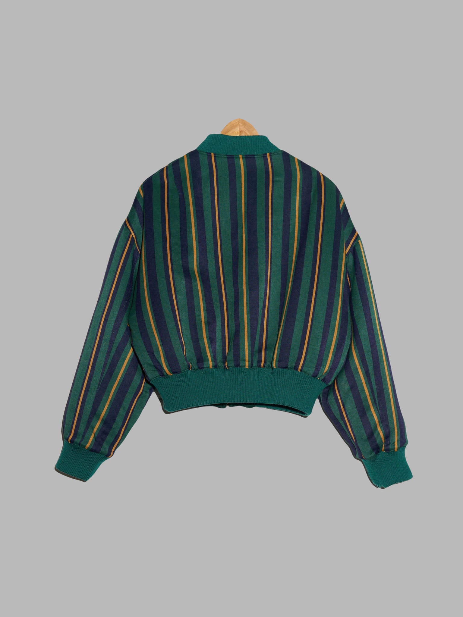 Composition by Kenzo 1980s quilted green reversible striped bomber jacket - 38