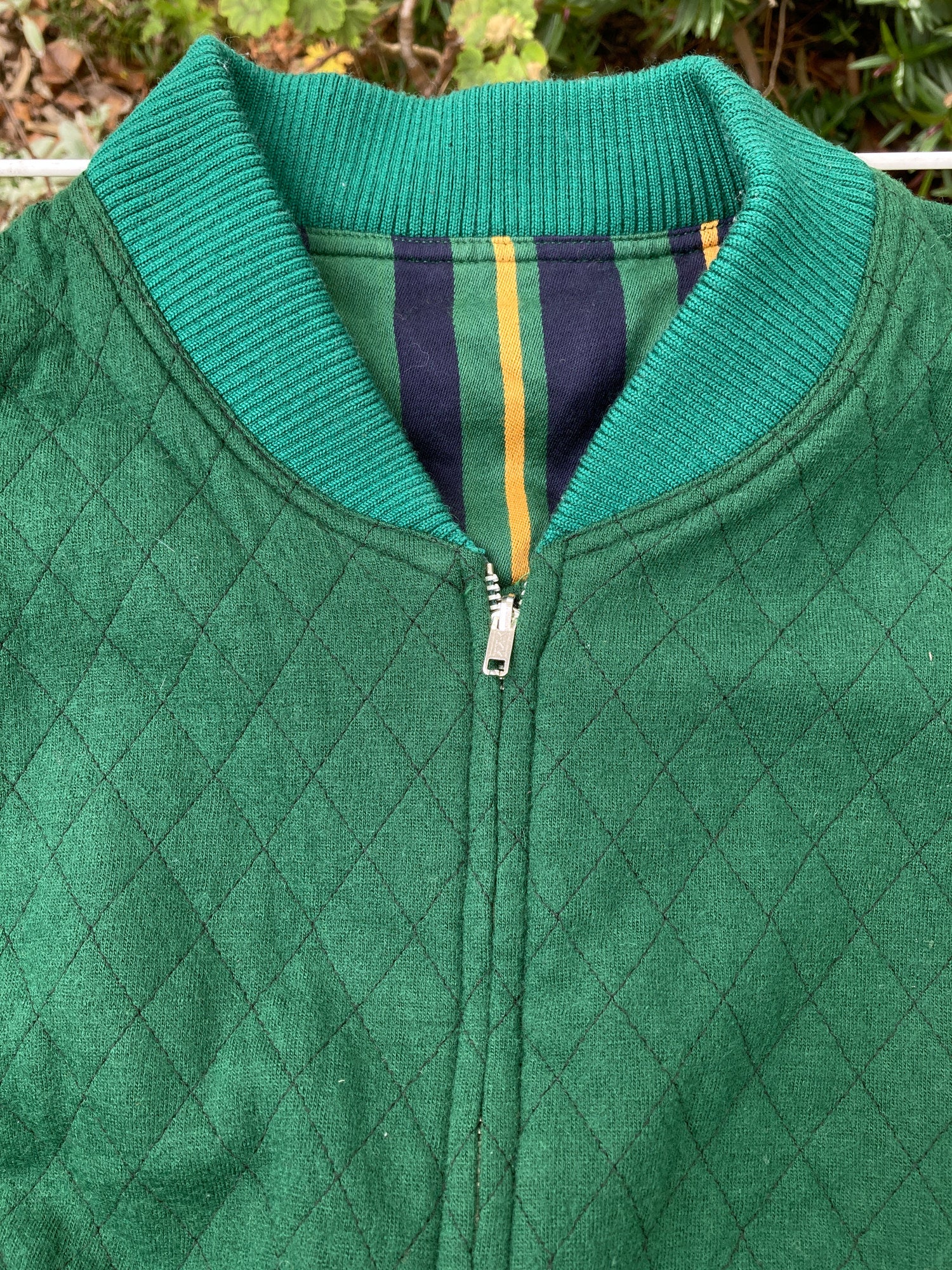 Composition by Kenzo 1980s quilted green reversible striped bomber jacket - 38