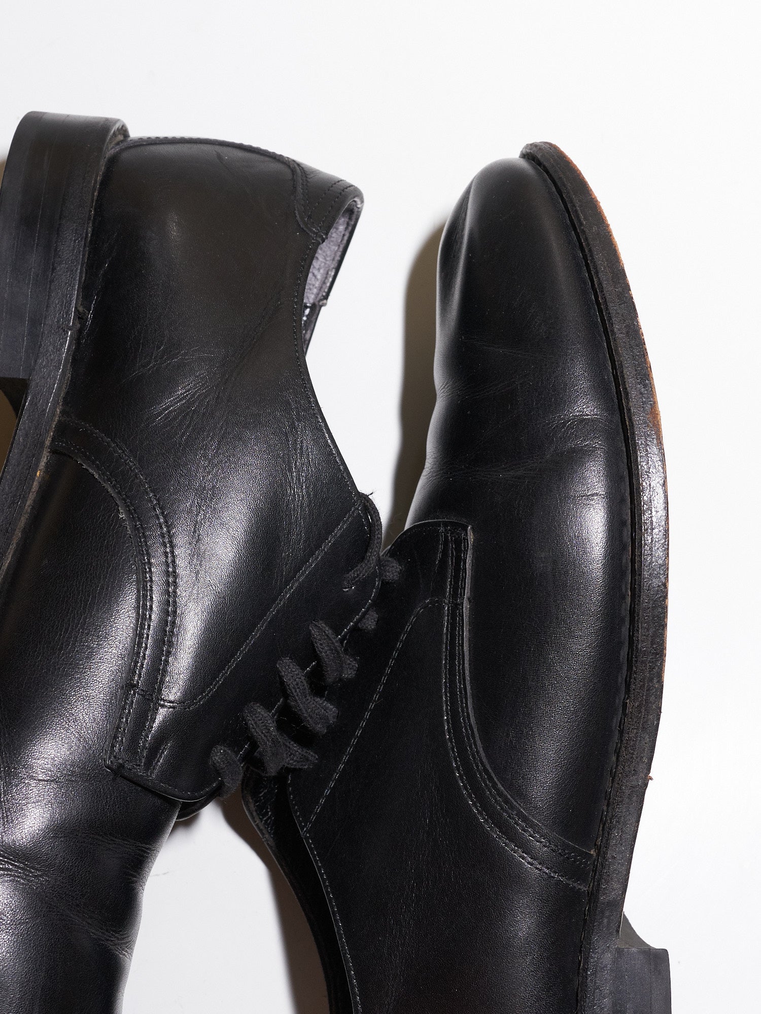 Robe de Chambre Comme des Garcons black leather derby shoes sz 22.5 35.5