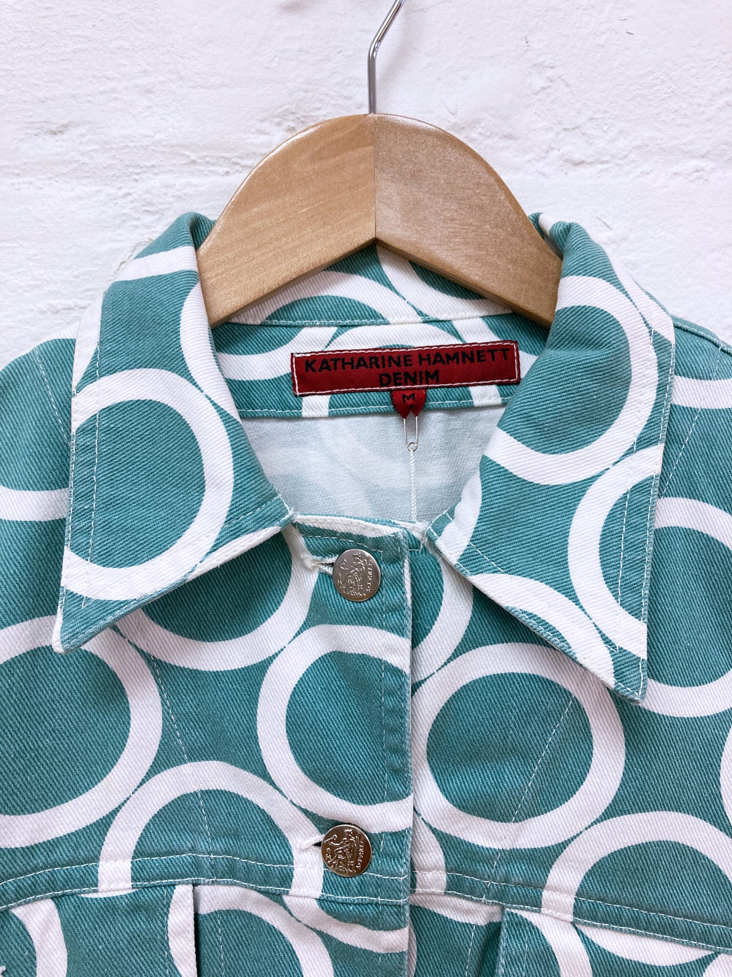 Katharine Hamnett Denim 1990s circle print denim jacket and jeans