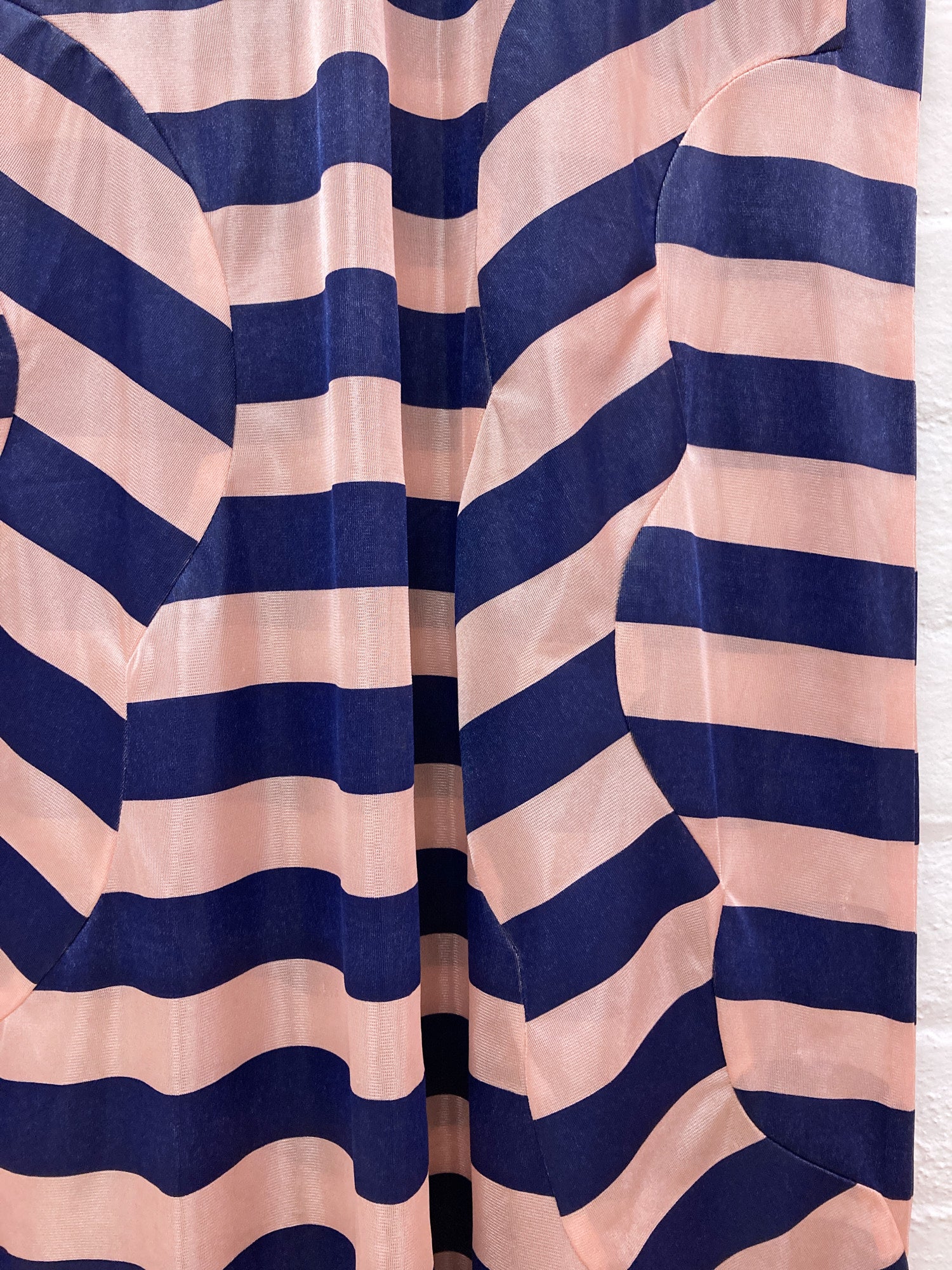 Comme des Garcons 1996 pink and blue stripe deformed short sleeve dress