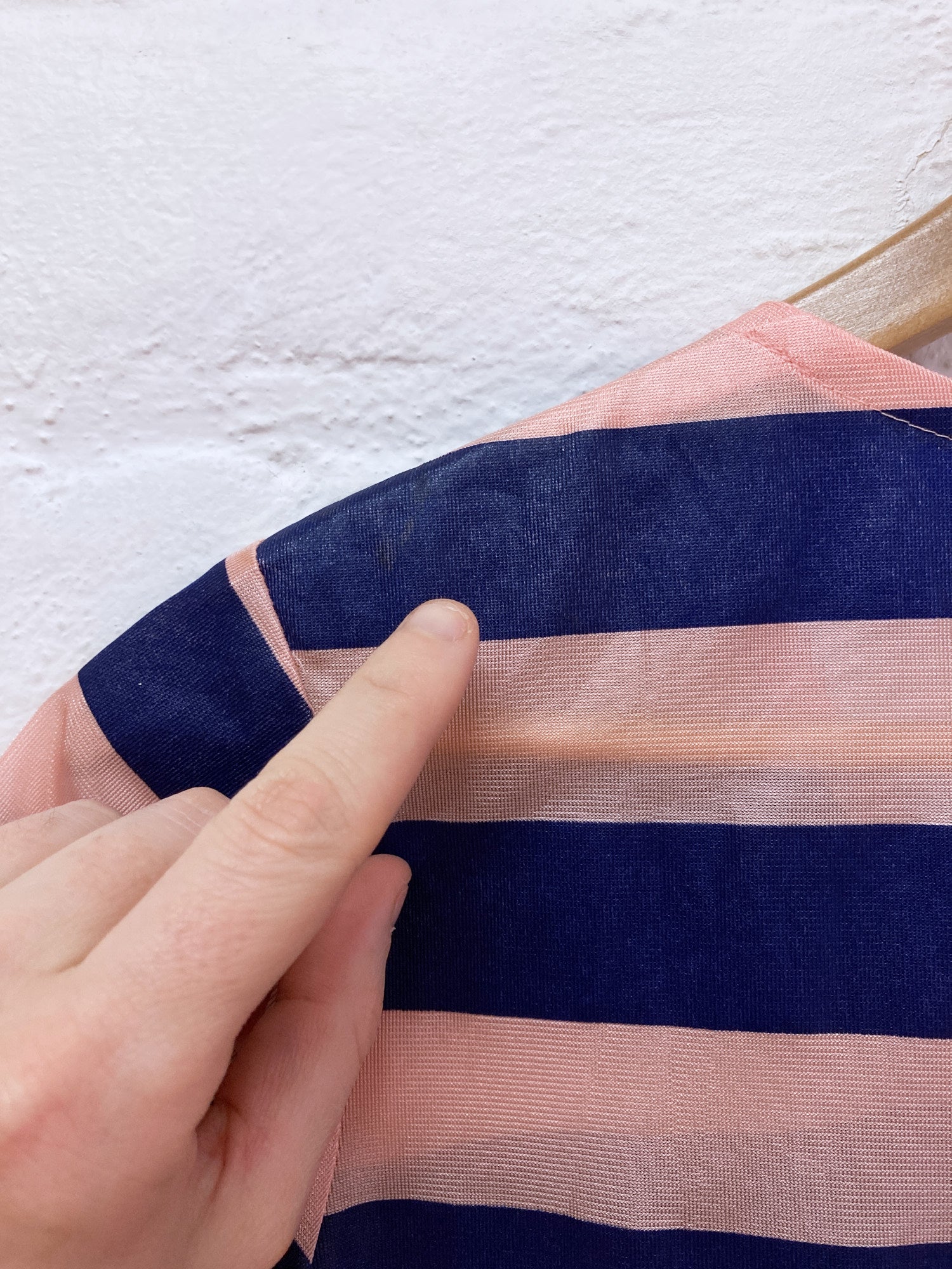 Comme des Garcons 1996 pink and blue stripe deformed short sleeve dress