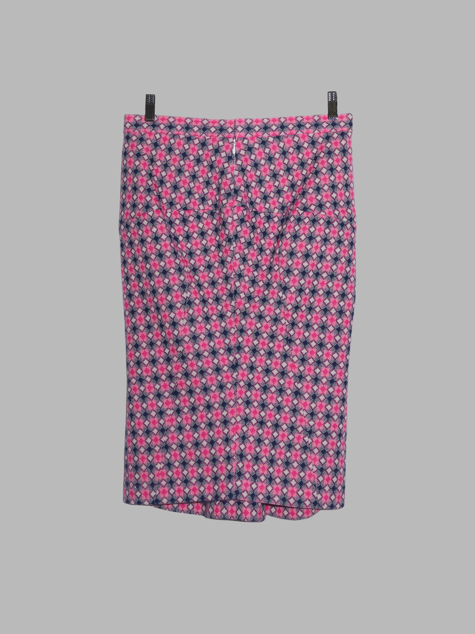 Junya Watanabe Comme des Garcons AW2001 pink geometric pattern wool skirt - M