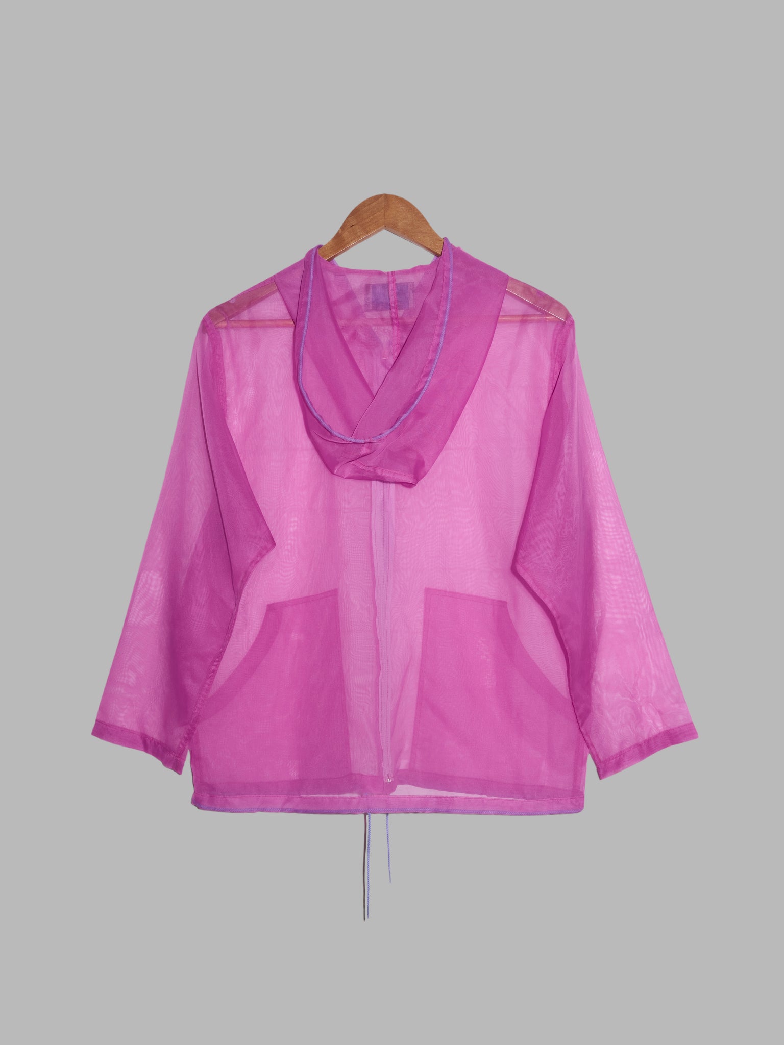 Kenzo Jeans 1990s sheer pink nylon organza hooded jacket