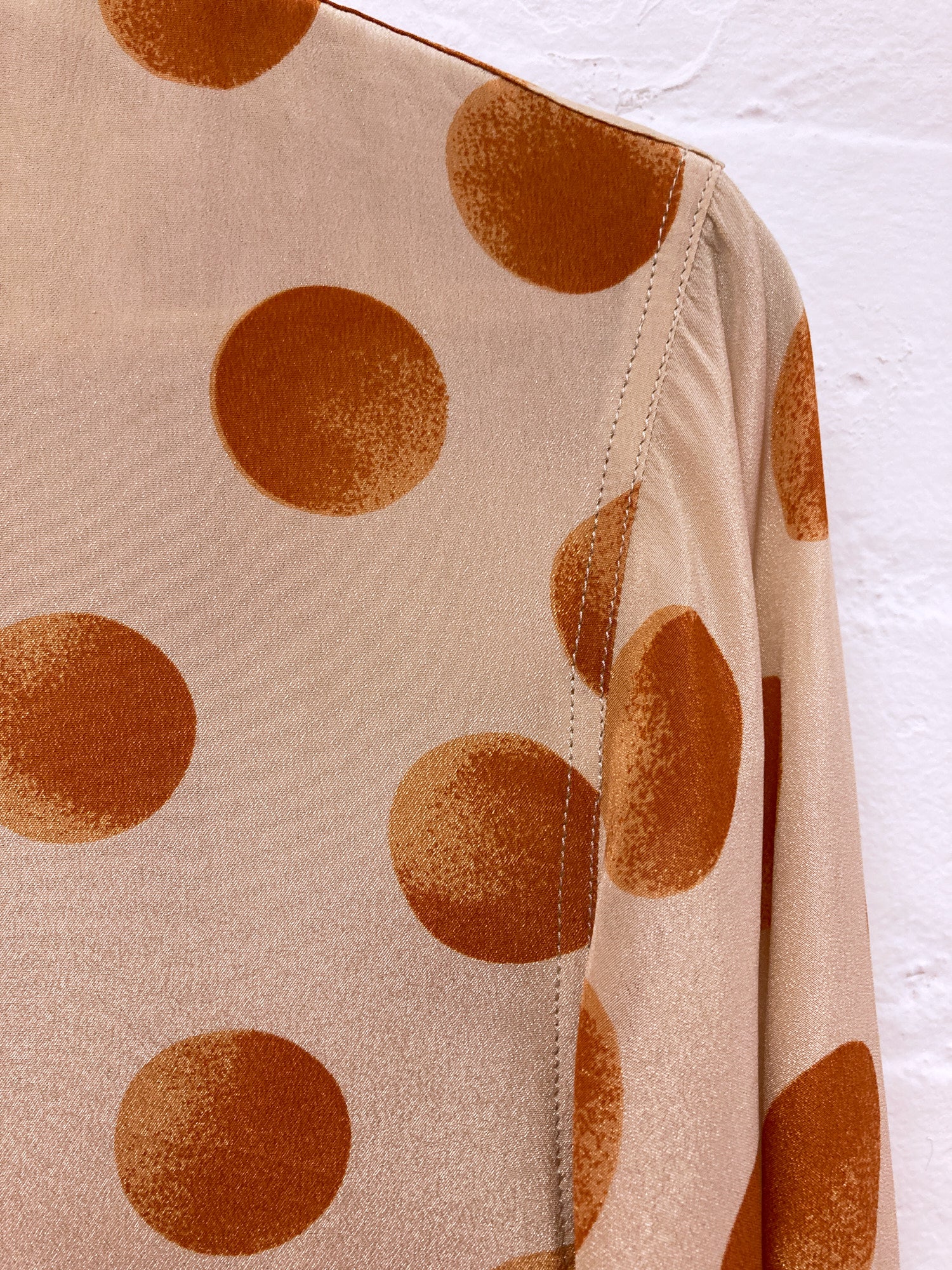 Emporio Armani 1990s beige silk acetate shirt with orange or spot print - 40