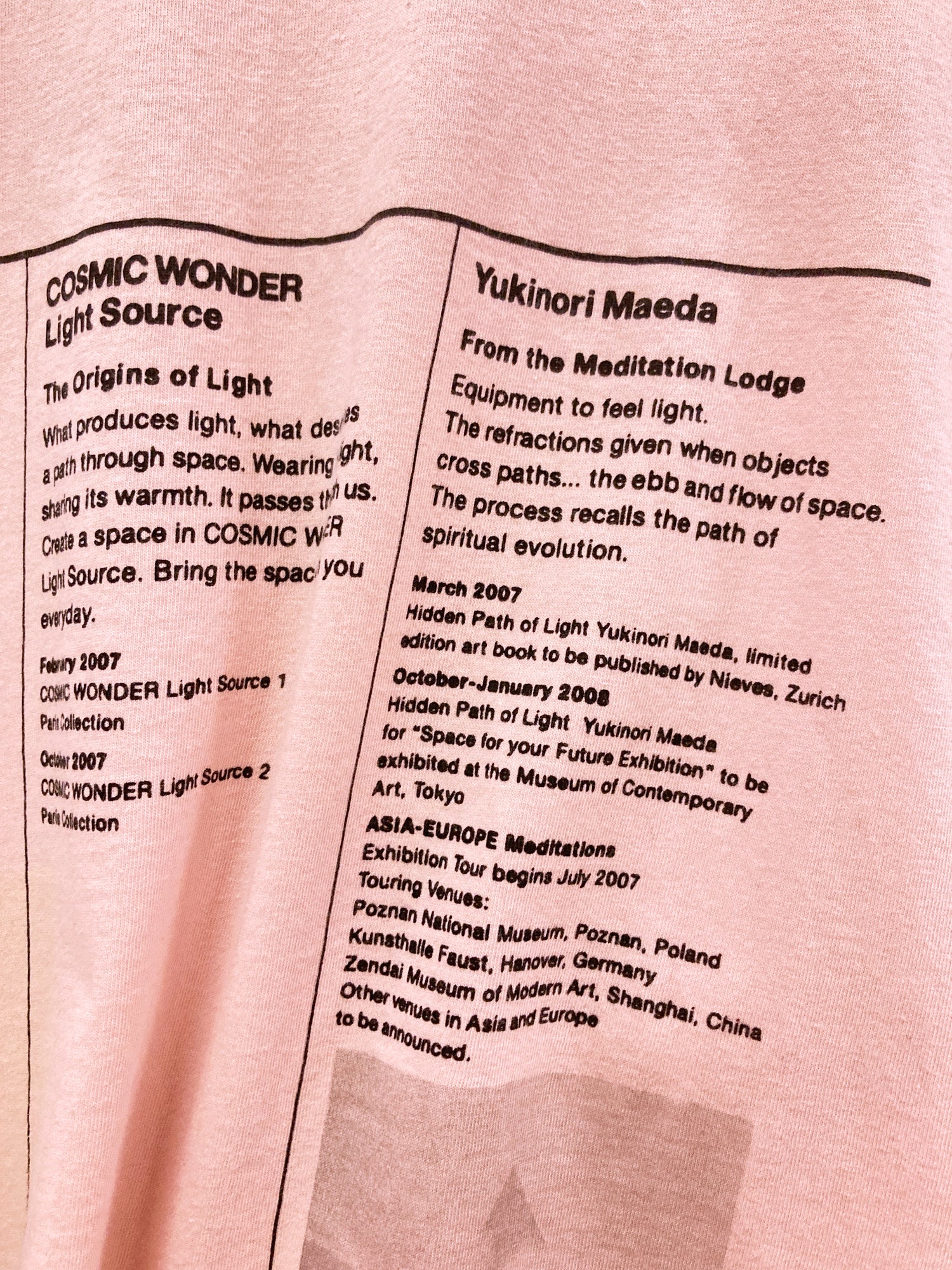 Cosmic Wonder pink t-shirt with print of 'Cosmic Wonder Free Press