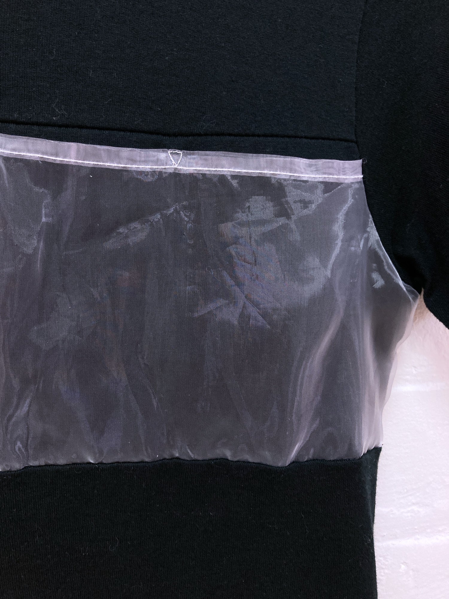 Yoichi Nagasawa 1990s black cotton t-shirt with sheer organza chest pocket