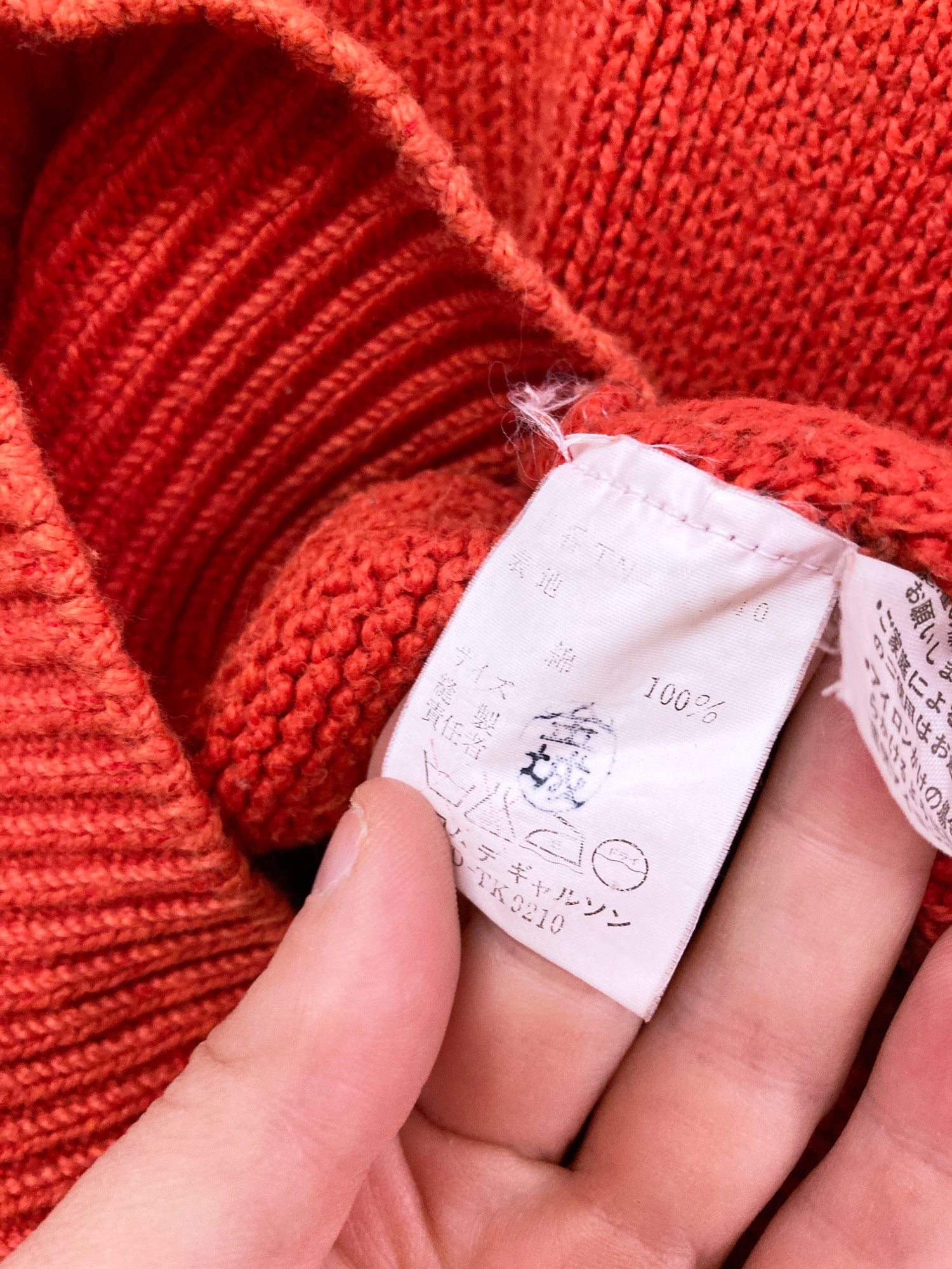 Tricot Comme des Garcons 1980s orange heavy cotton crew neck