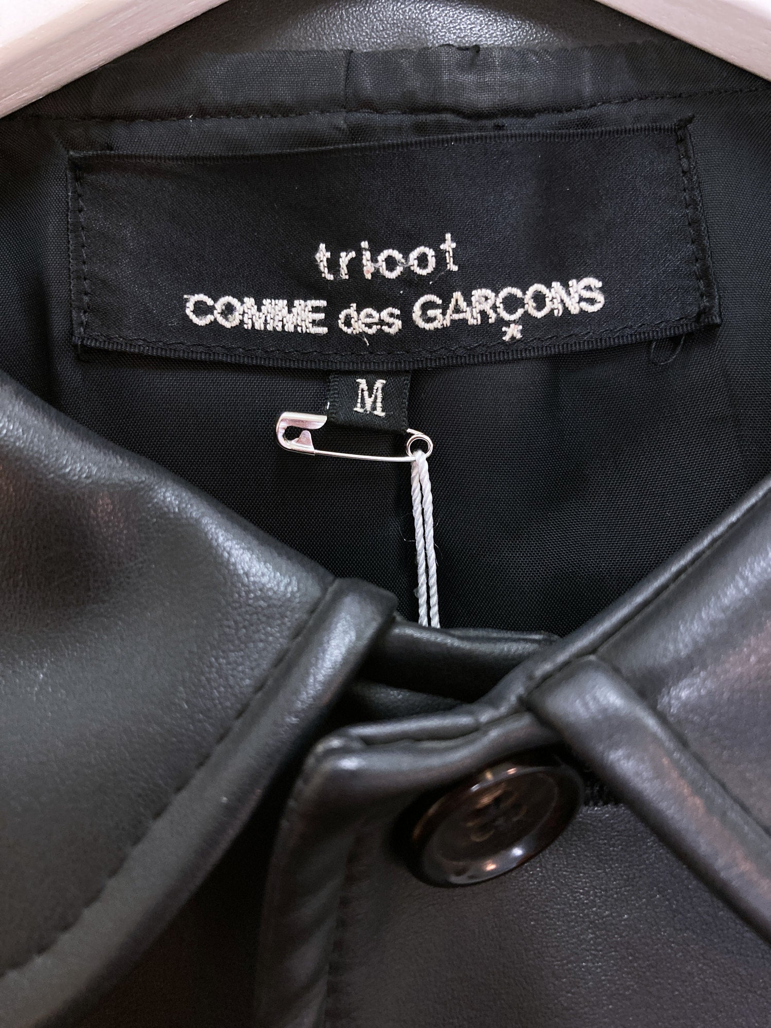 Tricot Comme des Garcons 1991 black vinyl leather darted