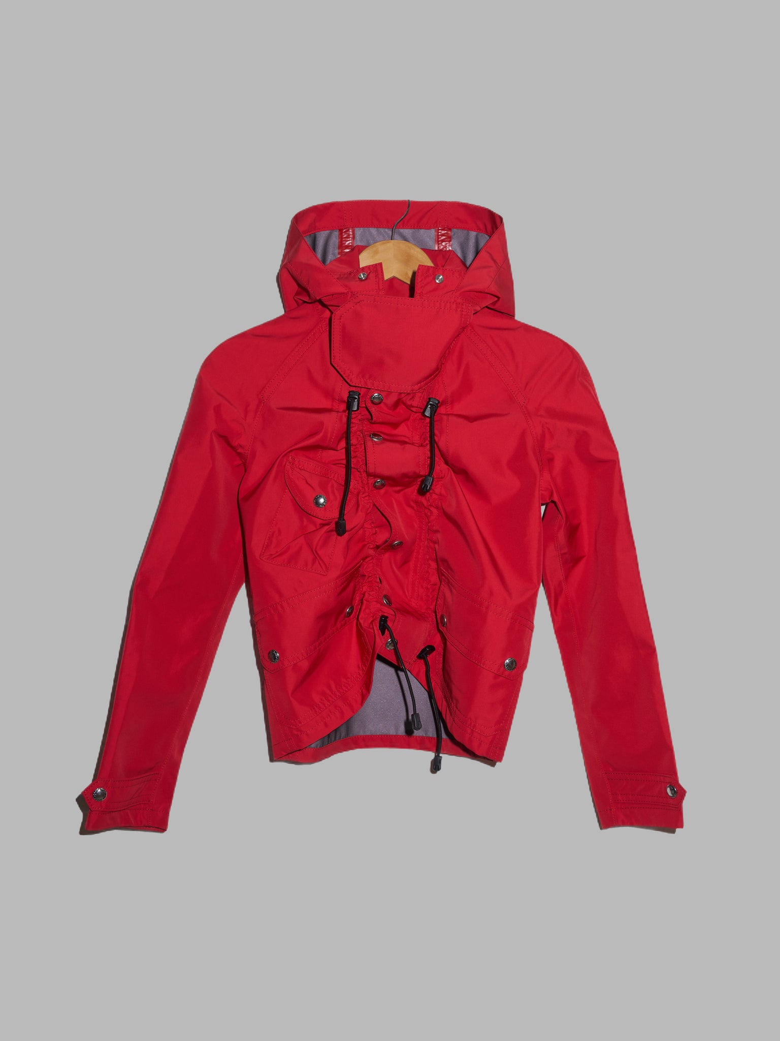 Junya Watanabe Comme des Garcons AW2005 red poly GORE-TEX drawstring jacket - M