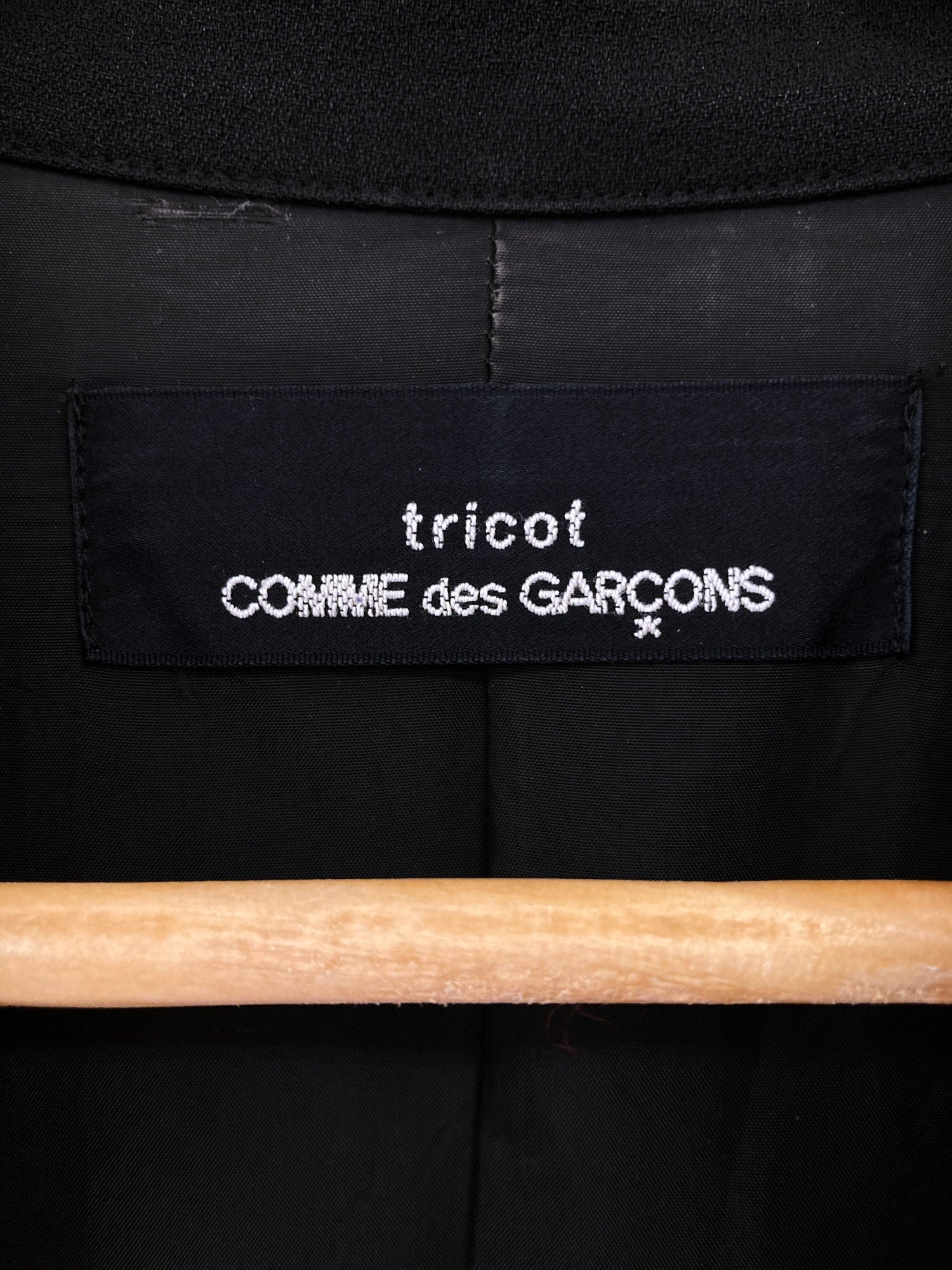 Tricot Comme des Garcons 1995 black zip jacket with security tag still  attached
